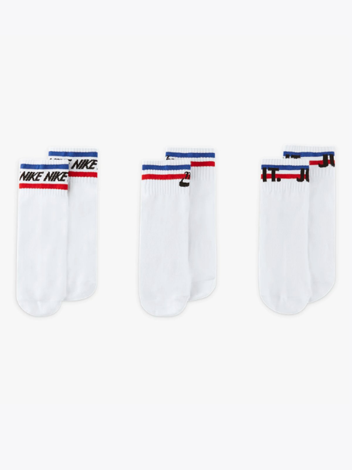 Nike Everyday Essential Ankle Socks 3pk White / Black / Game Royal / University Red