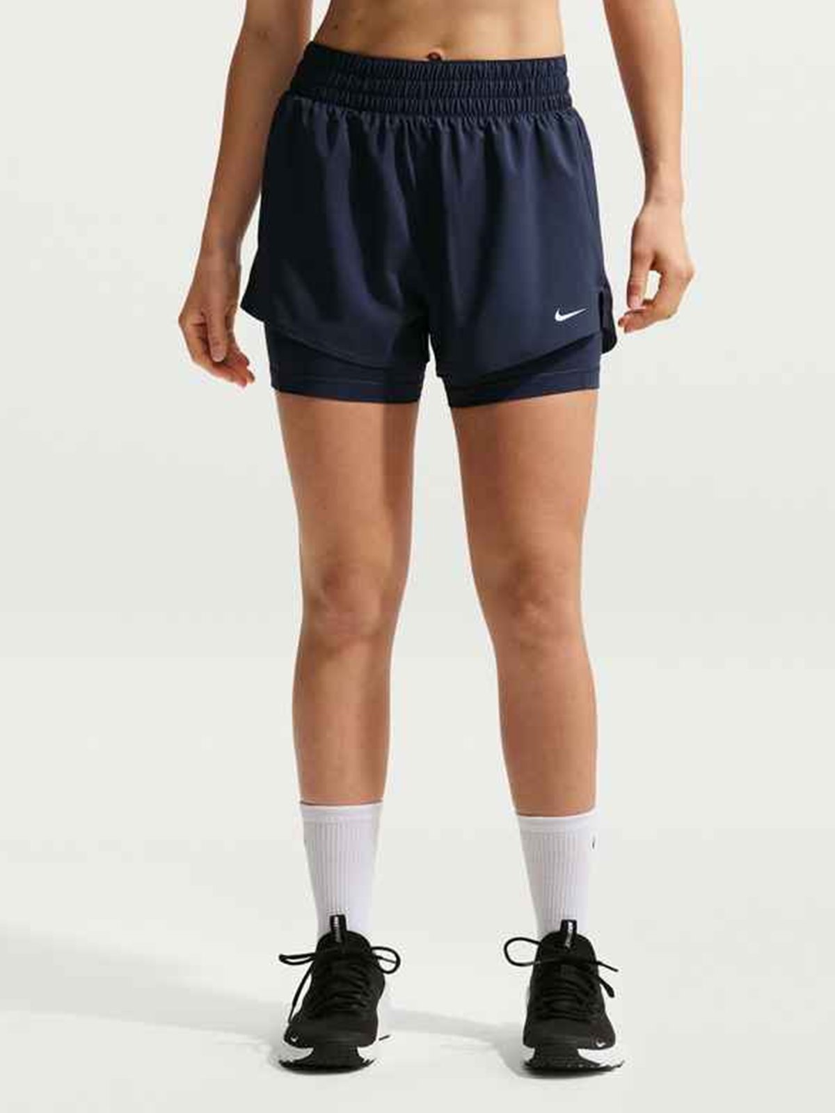 Nike One Dri-Fit High-Rise 2in1 Shorts Midnight Navy / White