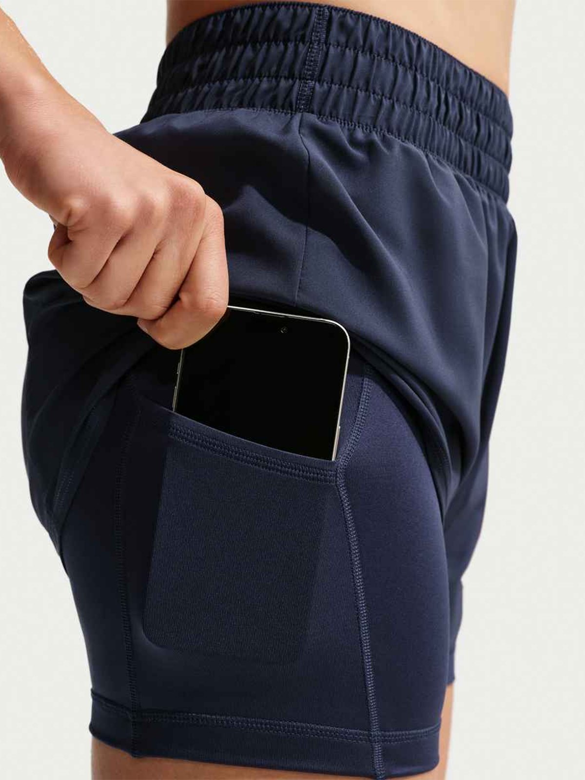 Nike One Dri-Fit High-Rise 2in1 Shorts Midnight Navy / White