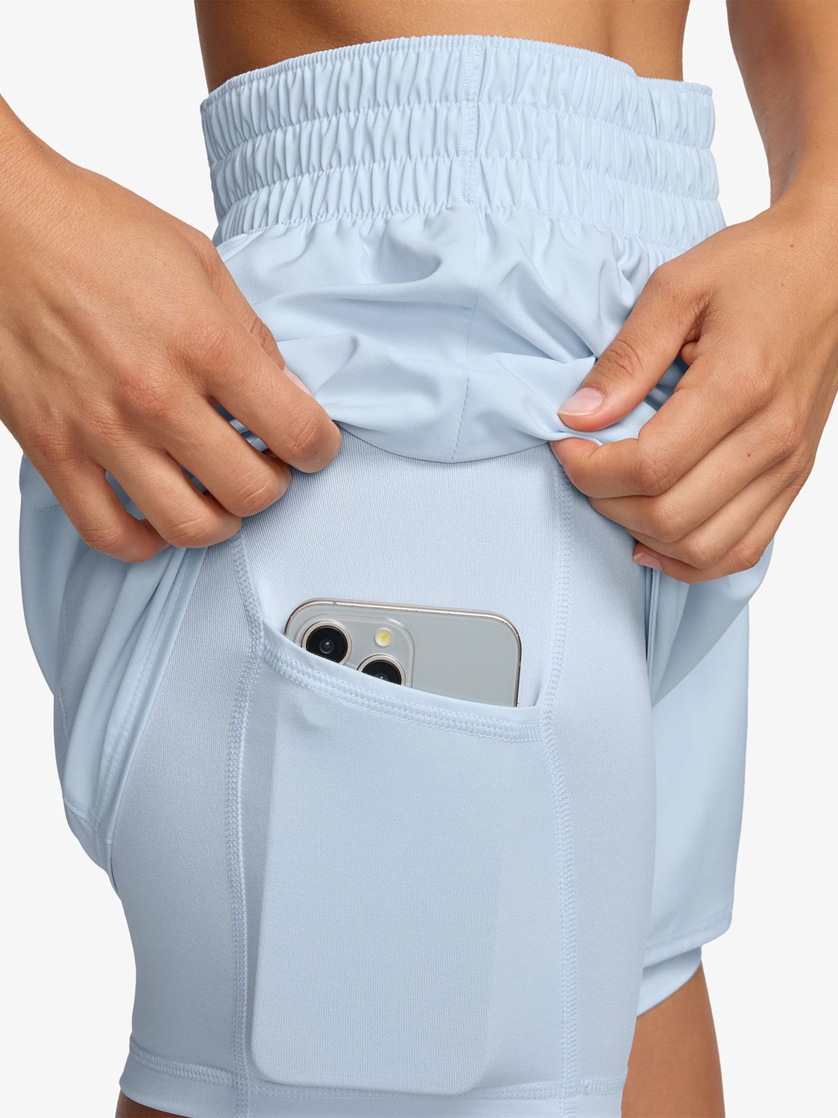 Nike One Dri-Fit High-Rise 2in1 Shorts Blue Tint / Reflective Silver