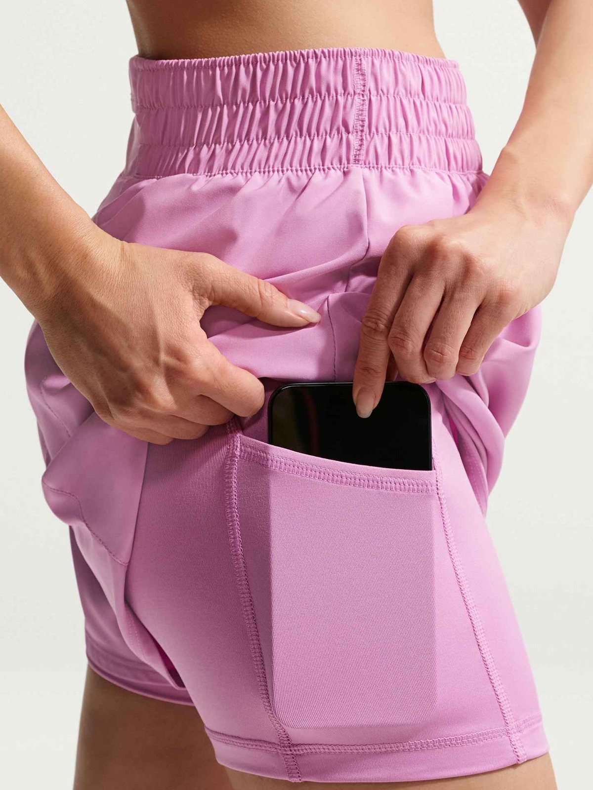 Nike One Dri-Fit High-Rise 2in1 Shorts Light Magenta / White