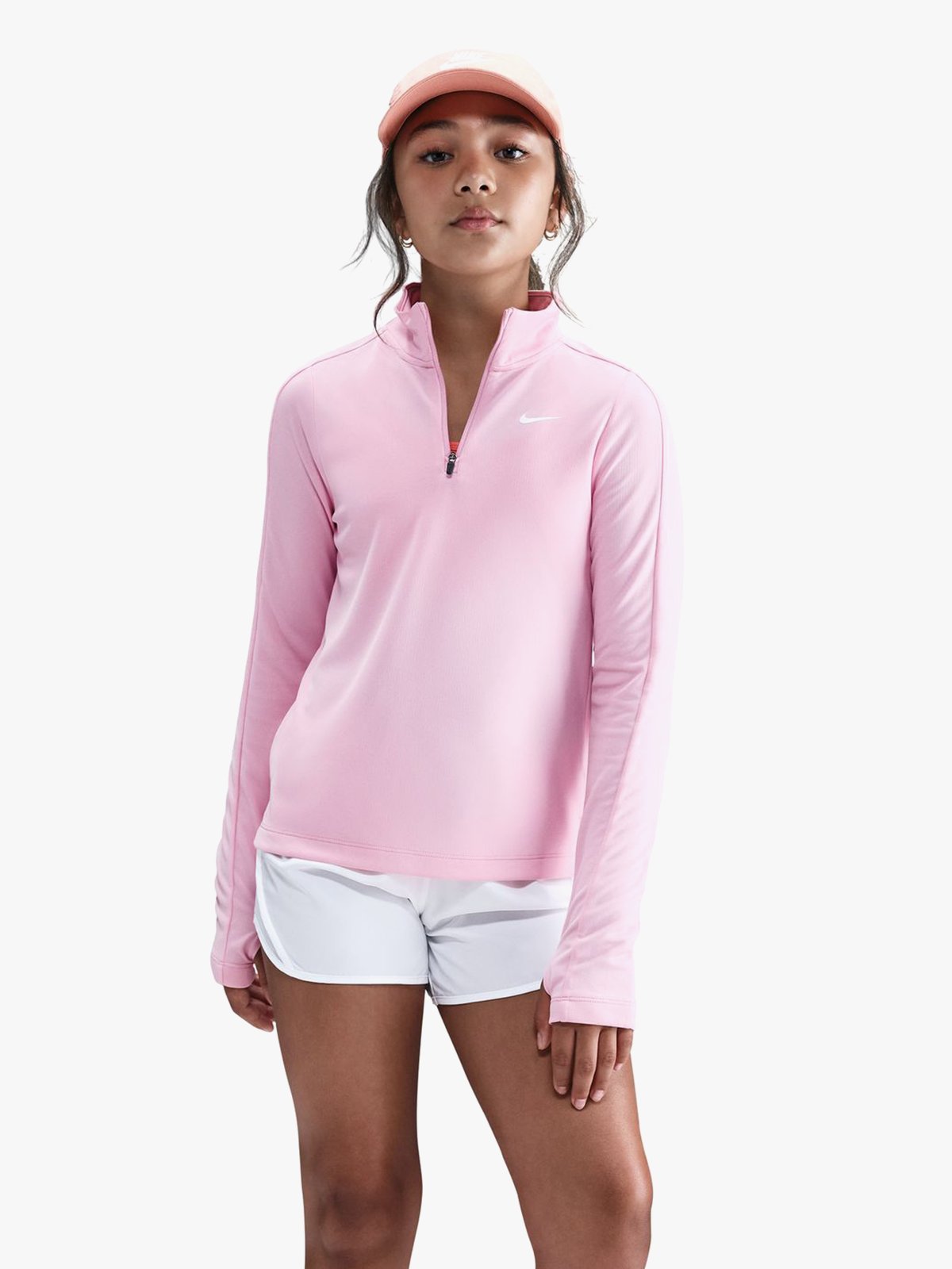 Nike Half Zip Top Med Soft Pink / White