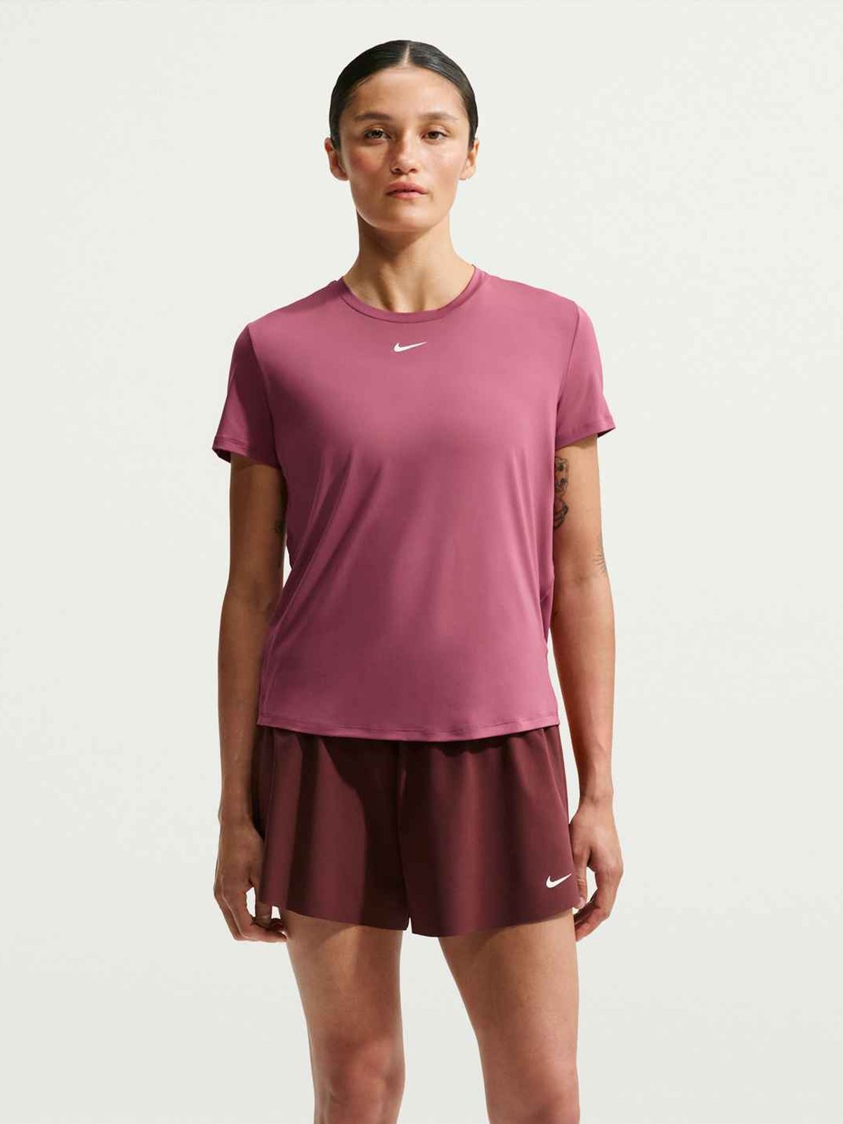 Nike One Classic Dri-Fit Short Sleeve Top Pink Smoke / White