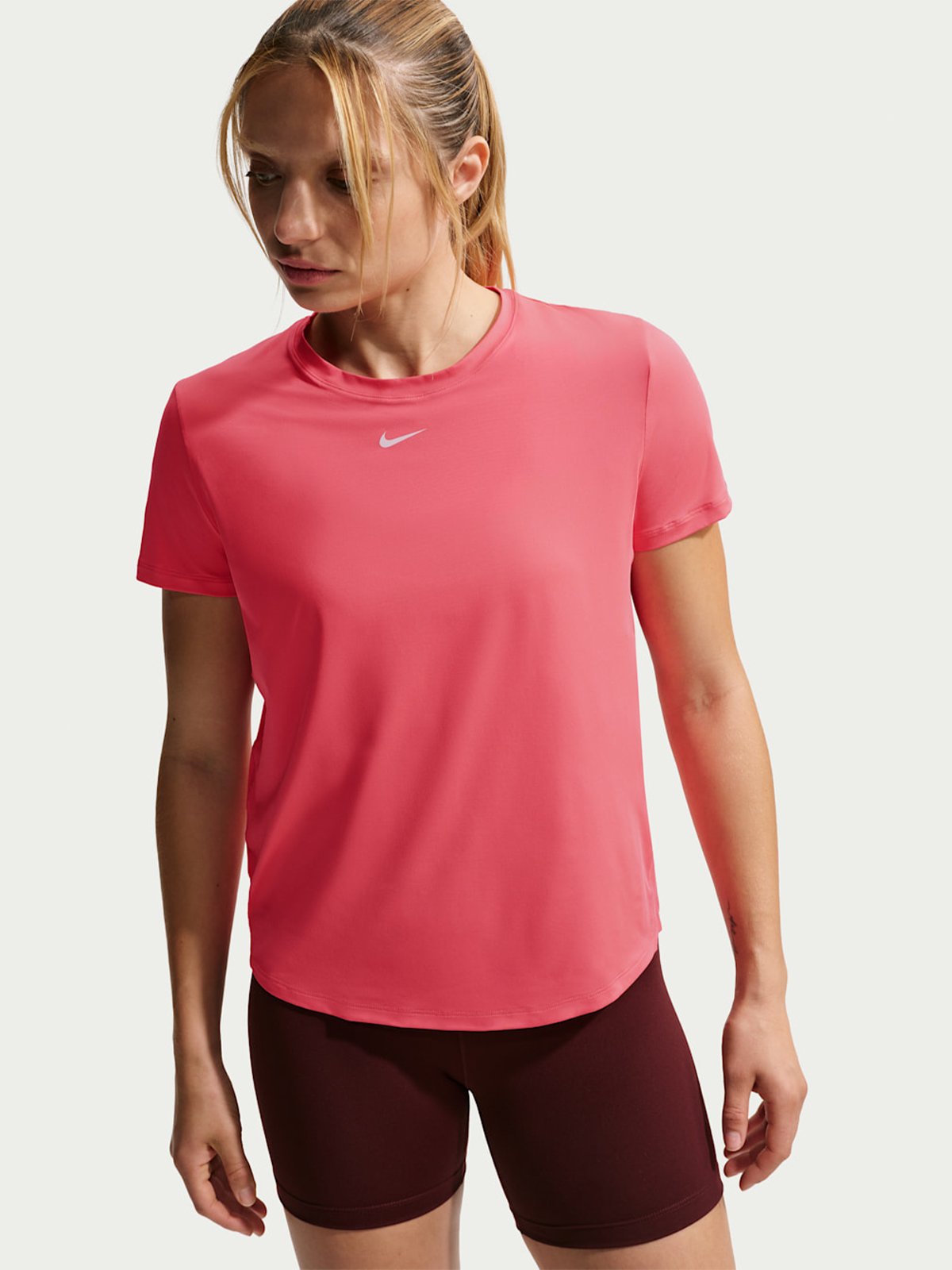 Nike One Classic Dri-Fit Short Sleeve Top Sea Coral / White