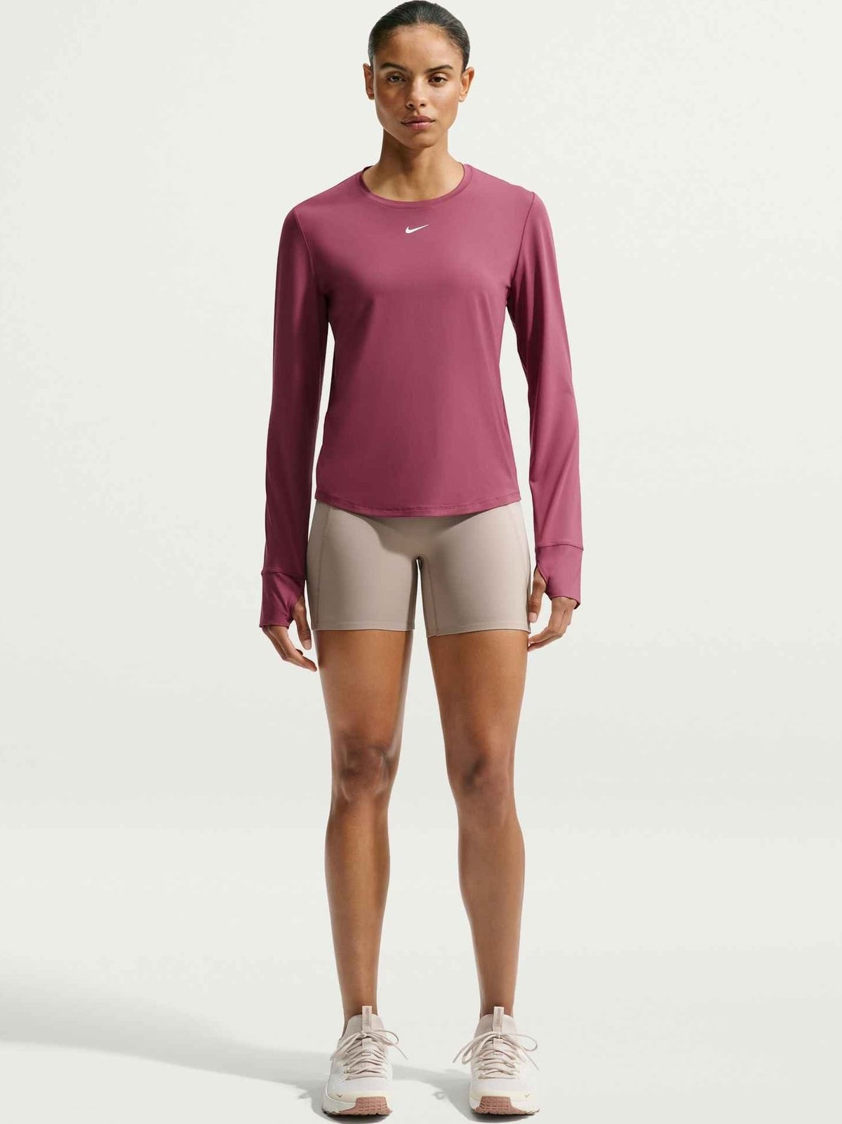 Nike One Classic Dri-Fit Long Sleeve Pink Smoke / White