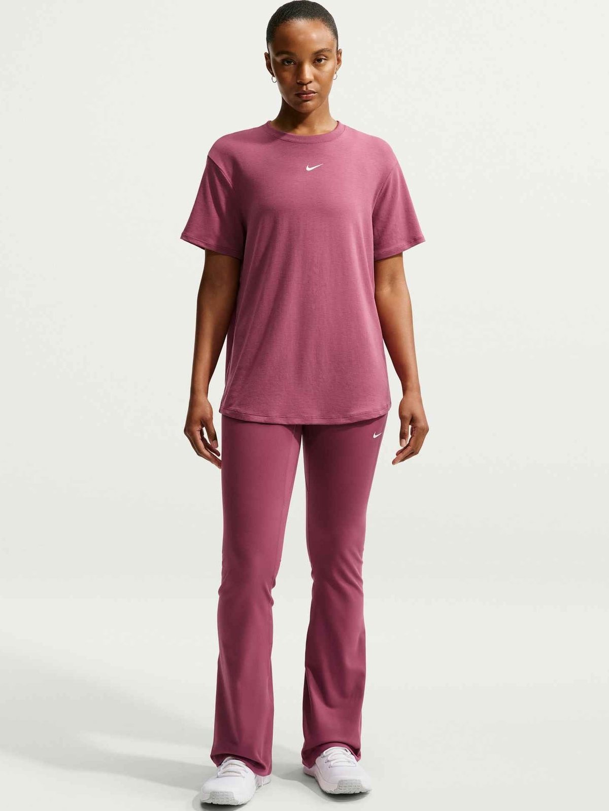 Nike One Relaxed Dri-Fit Short Sleeve Top Pink Smoke / White