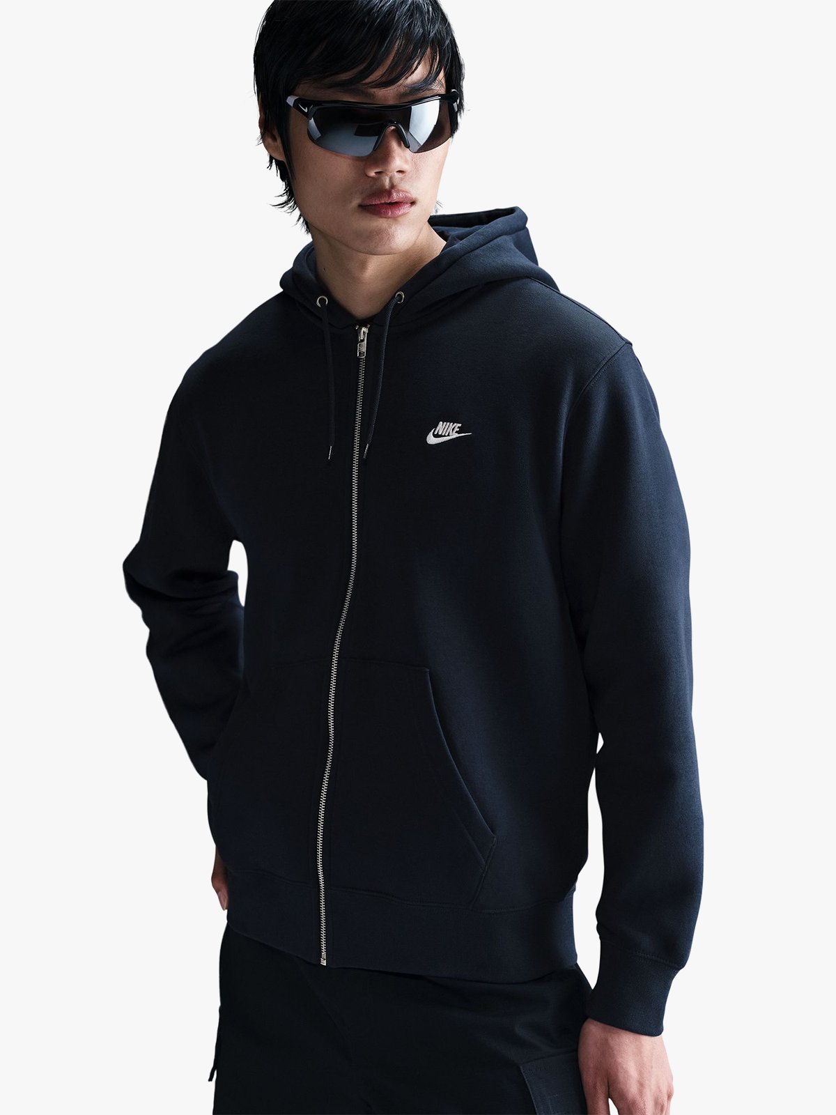 Nike Club Full-Zip Fleece Hoodie Obsidian / White