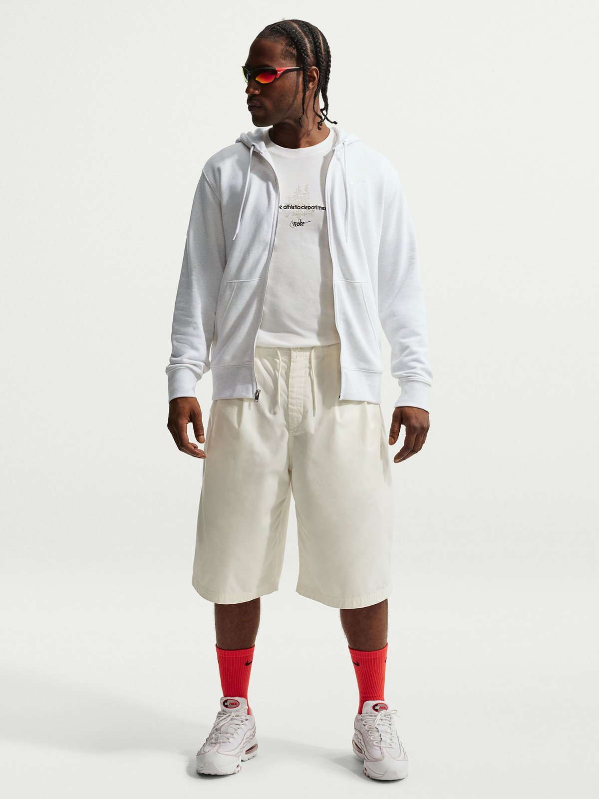 Nike Club Full-Zip French Terry Hoodie Birch Heather / White