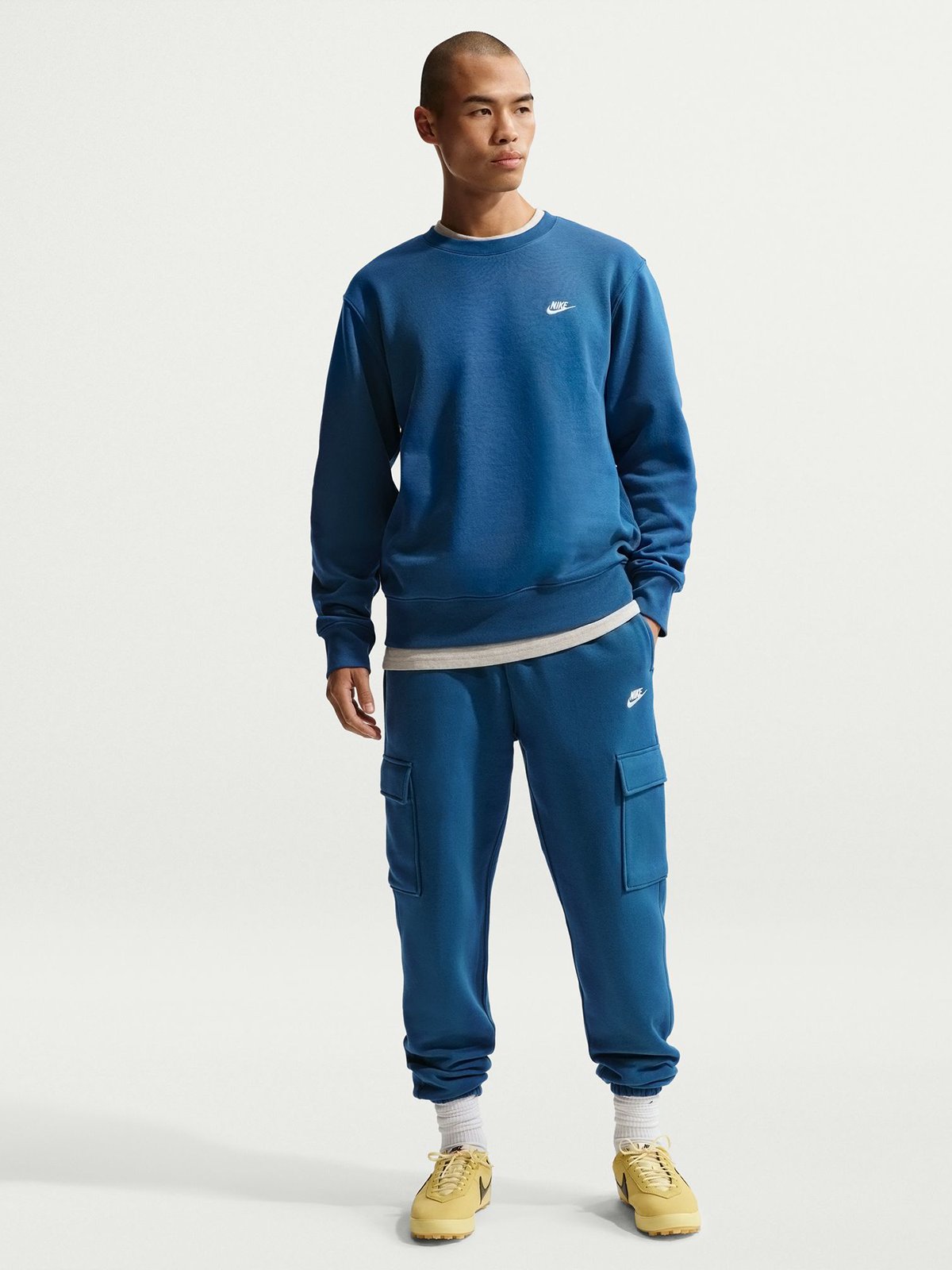 Nike Club Fleece Crew Court Blue / LT Khaki