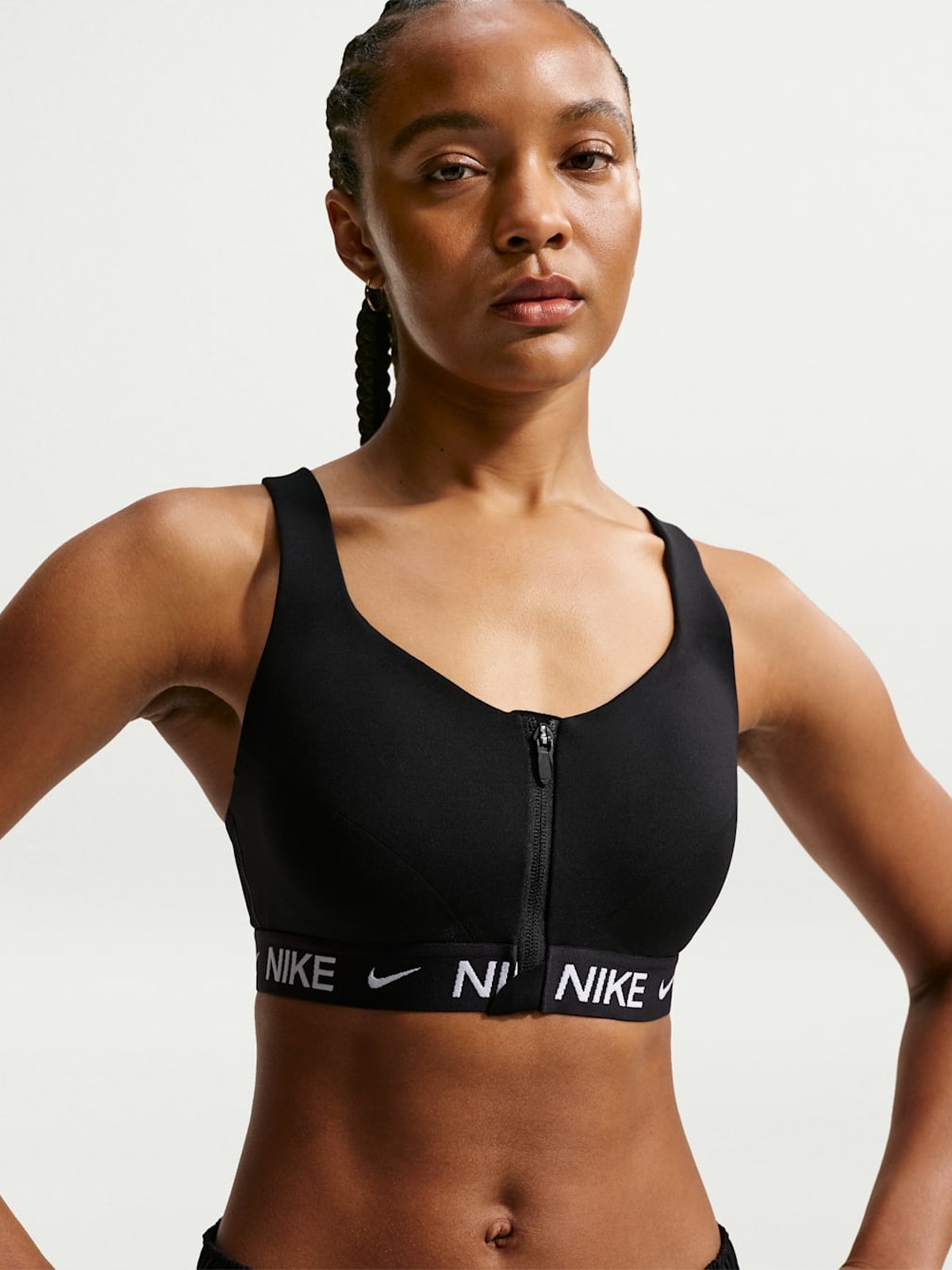 Nike Indy High-Support Padded Front-Zip Sports Bra Black