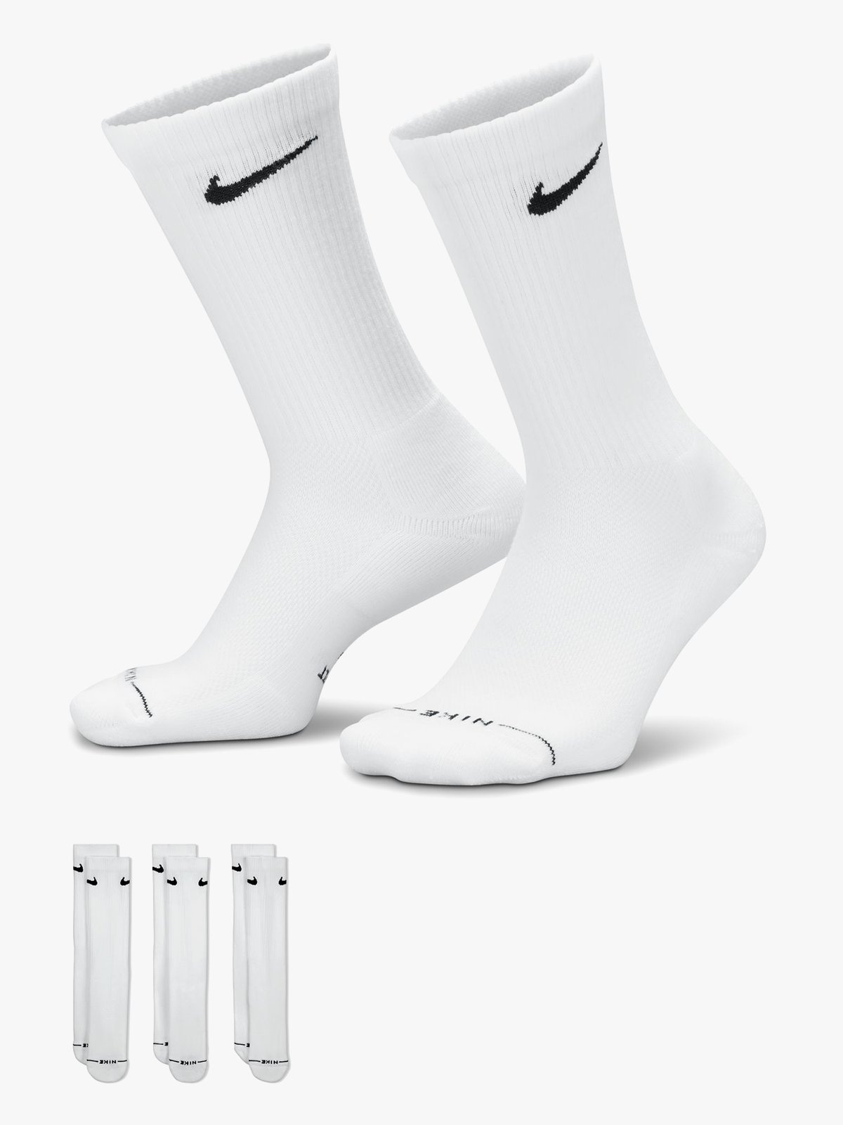 Nike Everyday Elevated Crew Socks 3pk Hvit
