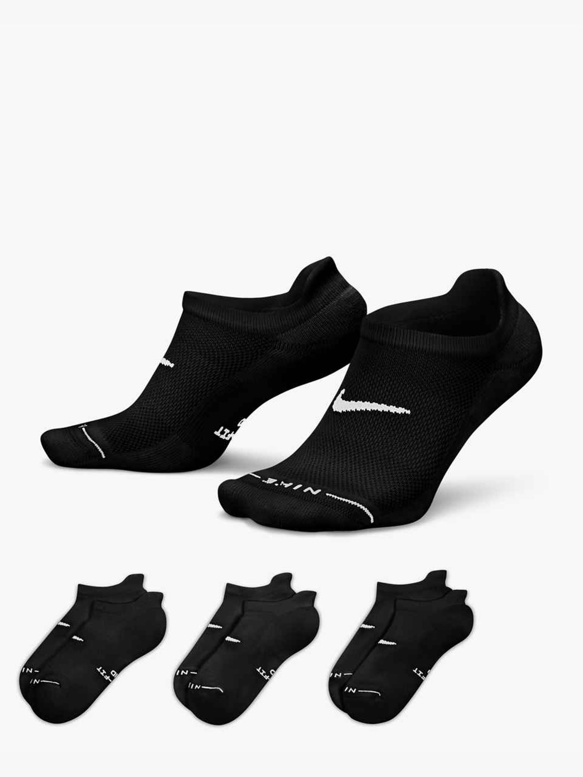 Nike Everyday Elevated No-Show Socks 3-Pack Black / White