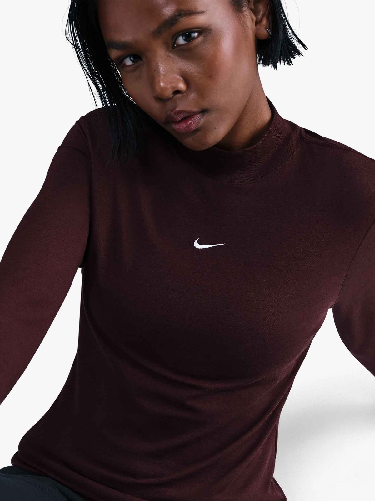 Nike Sportswear Chill Knit Slim Long Sleeve Mock-Neck Burgundy Crush/Sail