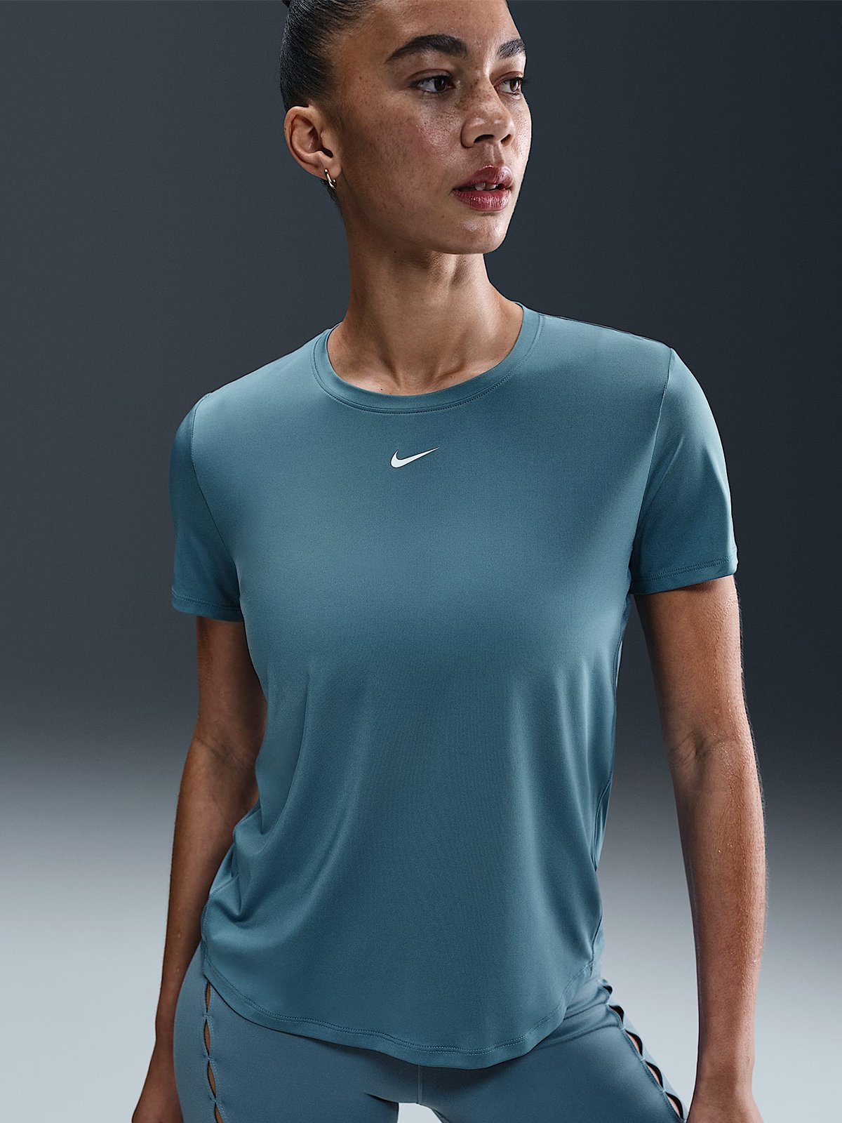 Nike One Classic Dri-Fit Short Sleeve Top Smokey Blue / White