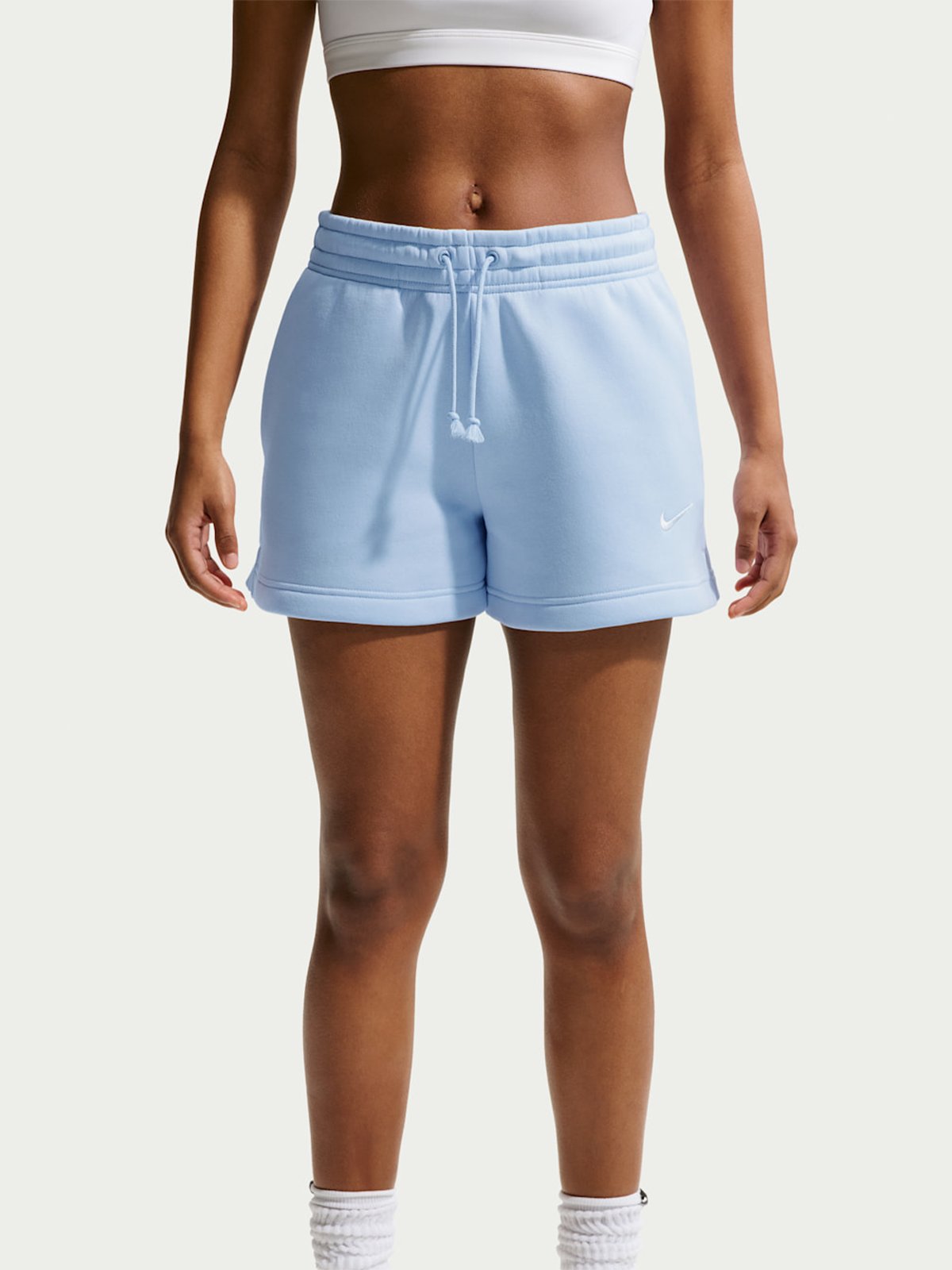 Nike Pheonix Fleece Mid-Rise Shorts Hydrogen Blue / Sail