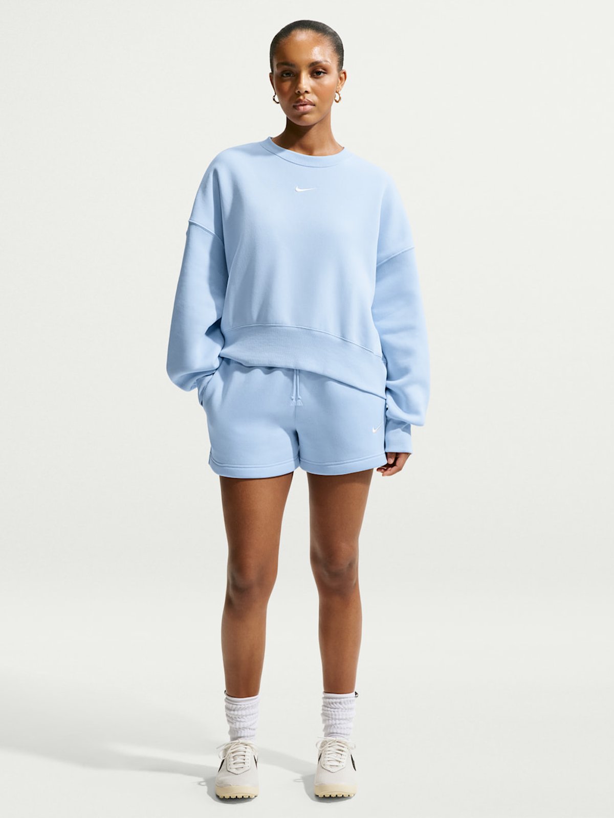 Nike Pheonix Fleece Mid-Rise Shorts Hydrogen Blue / Sail