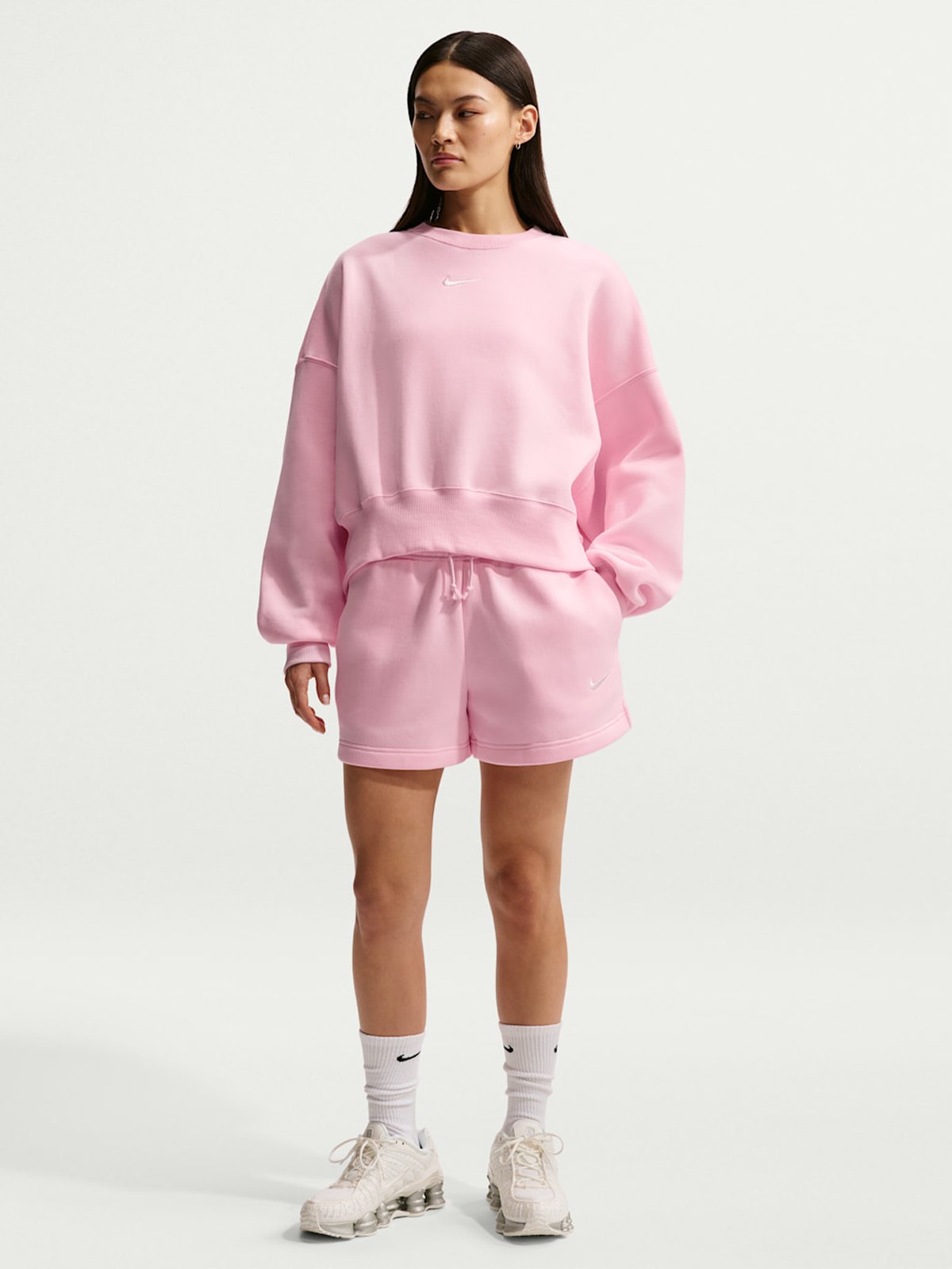 Nike Pheonix Fleece Mid-Rise Shorts Pink Foam / Sail