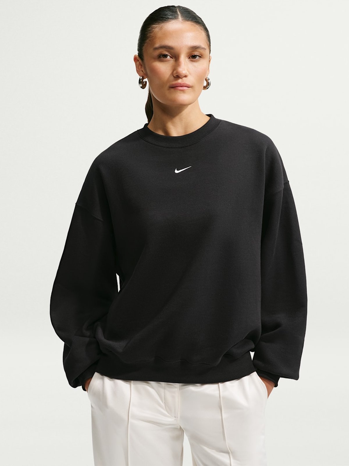 Nike Studio Fleece Crew Neck Sweatshirt Black / White
