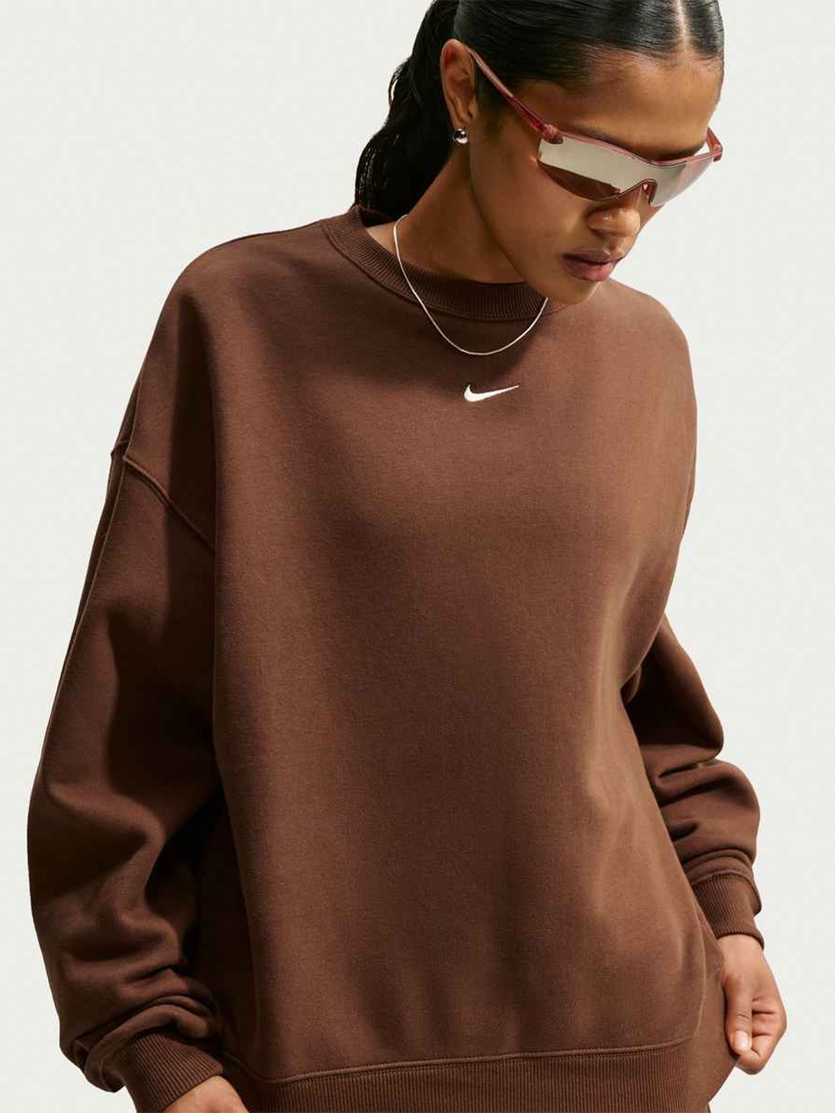 Nike Studio Fleece Crew Neck Sweatshirt Cacao Wow / Sail