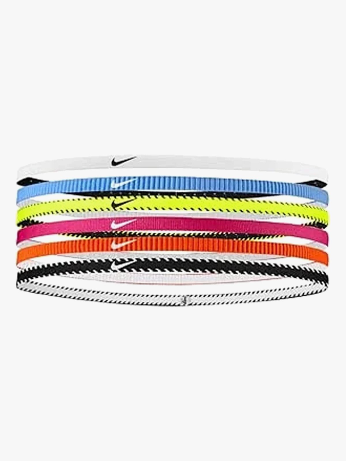 Nike Flex Classic Slim Headbands 6pk Volt / Vivid Pink
