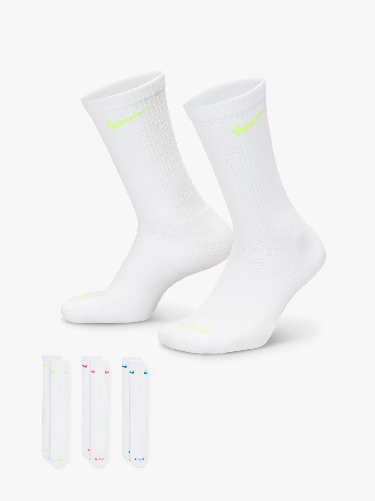 Nike Everyday Plus Cushioned Training Crew Socks 3pk Multi-Color
