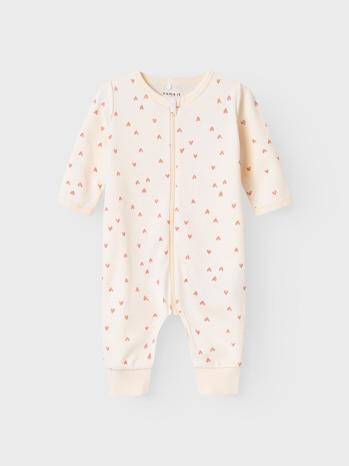Name It Nightsuit Zip Buttercream Hearts Buttercream