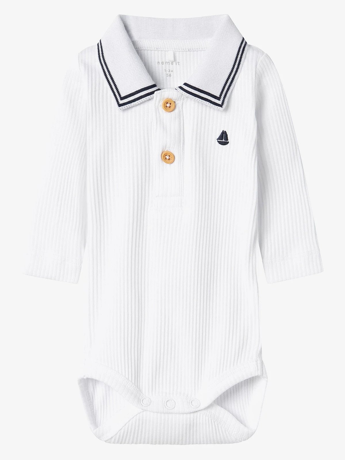 Name It Friman Long Sleeve Polo Body Bright White Logo