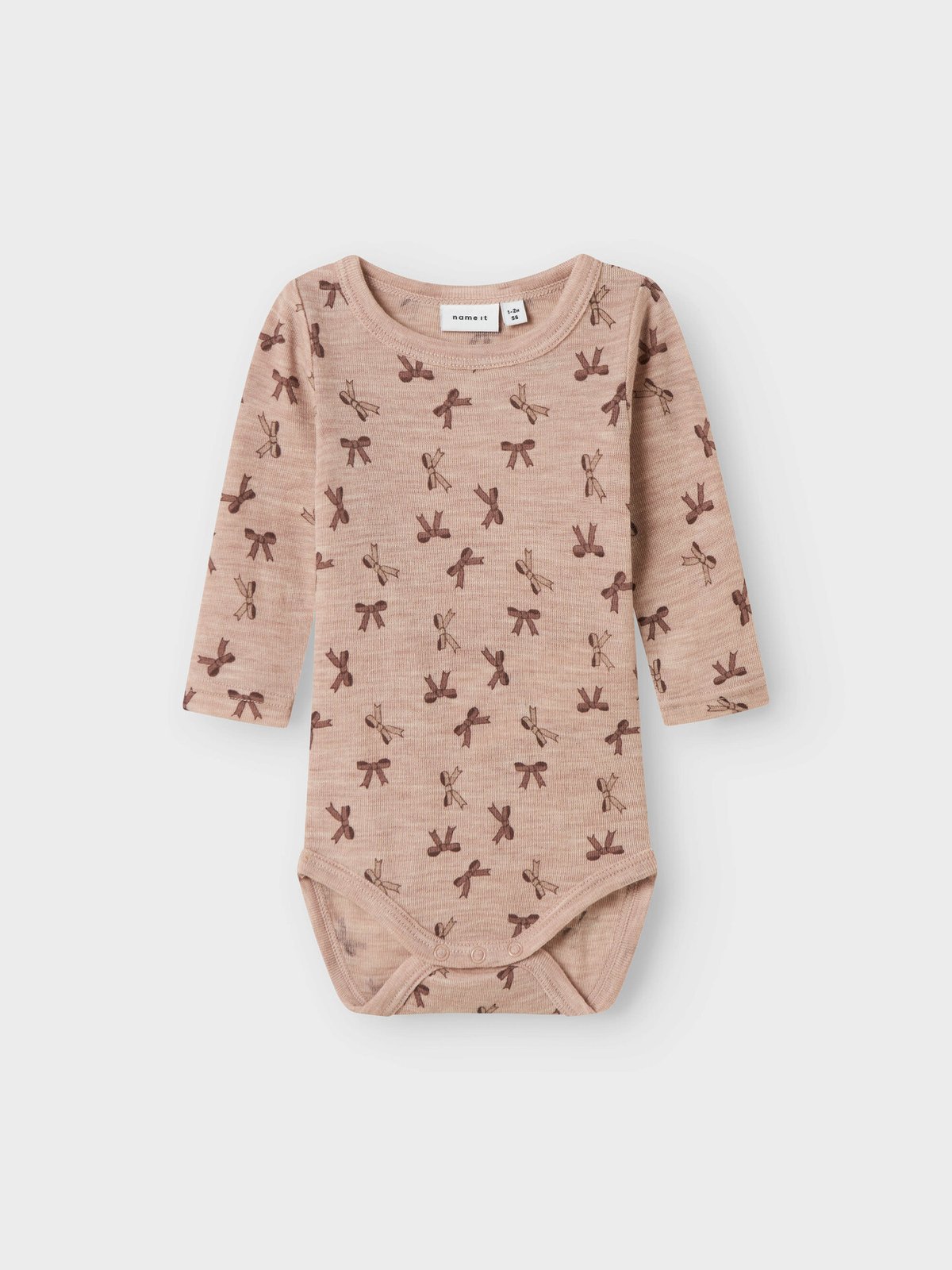 Name It Wang Wool Rib Long Sleeve Body All Over Print Grå