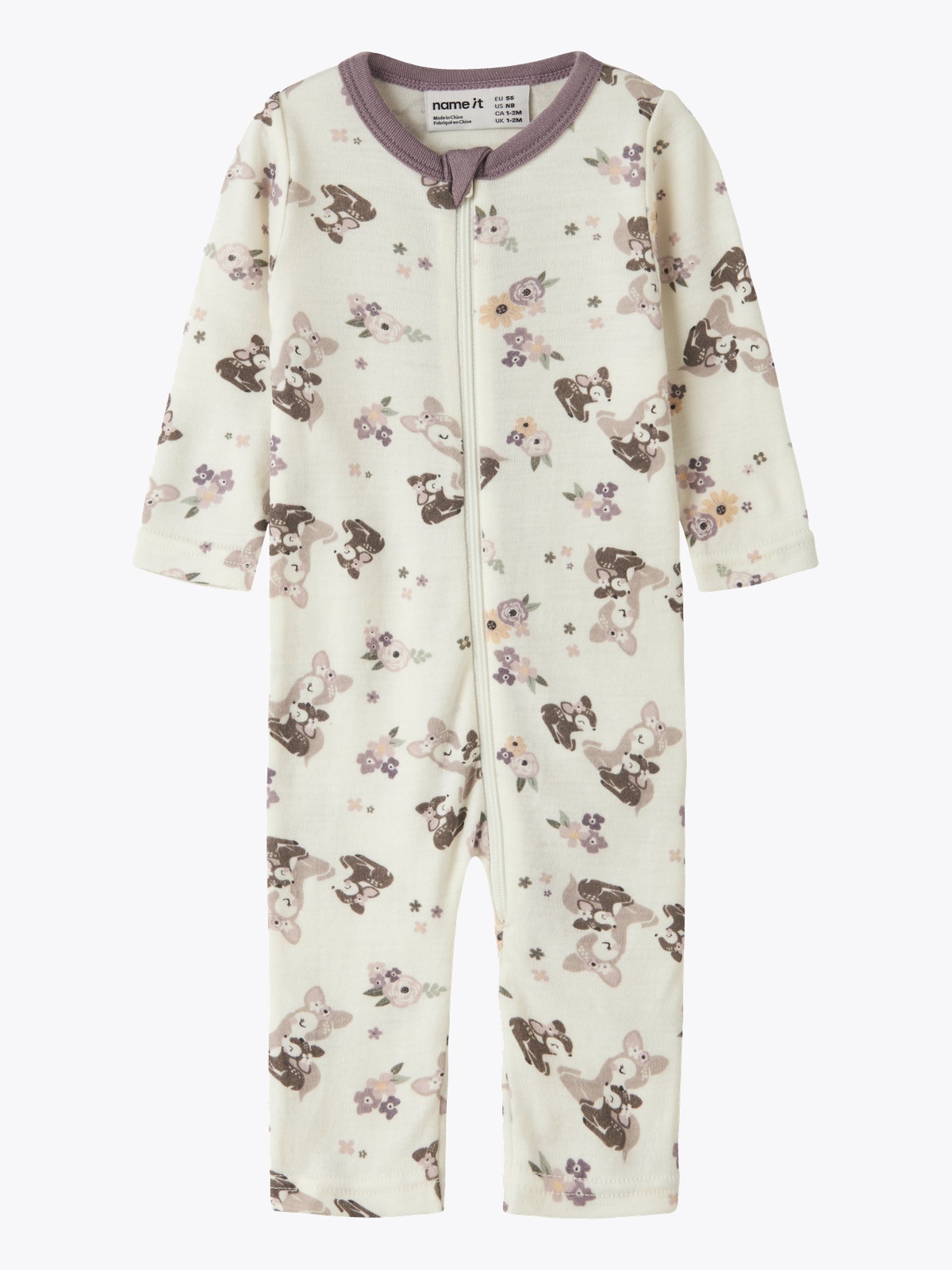 Name It Willit Wool Long Sleeve Suit snow white bambi + flowers