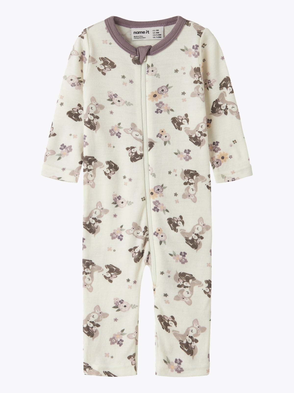 Name It Willit Wool Long Sleeve Suit snow white bambi + flowers