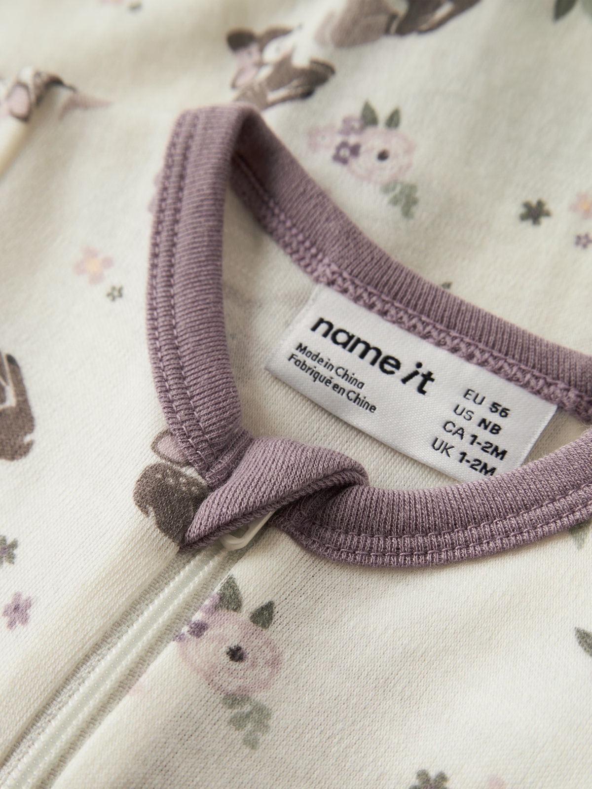 Name It Willit Wool Long Sleeve Suit snow white bambi + flowers