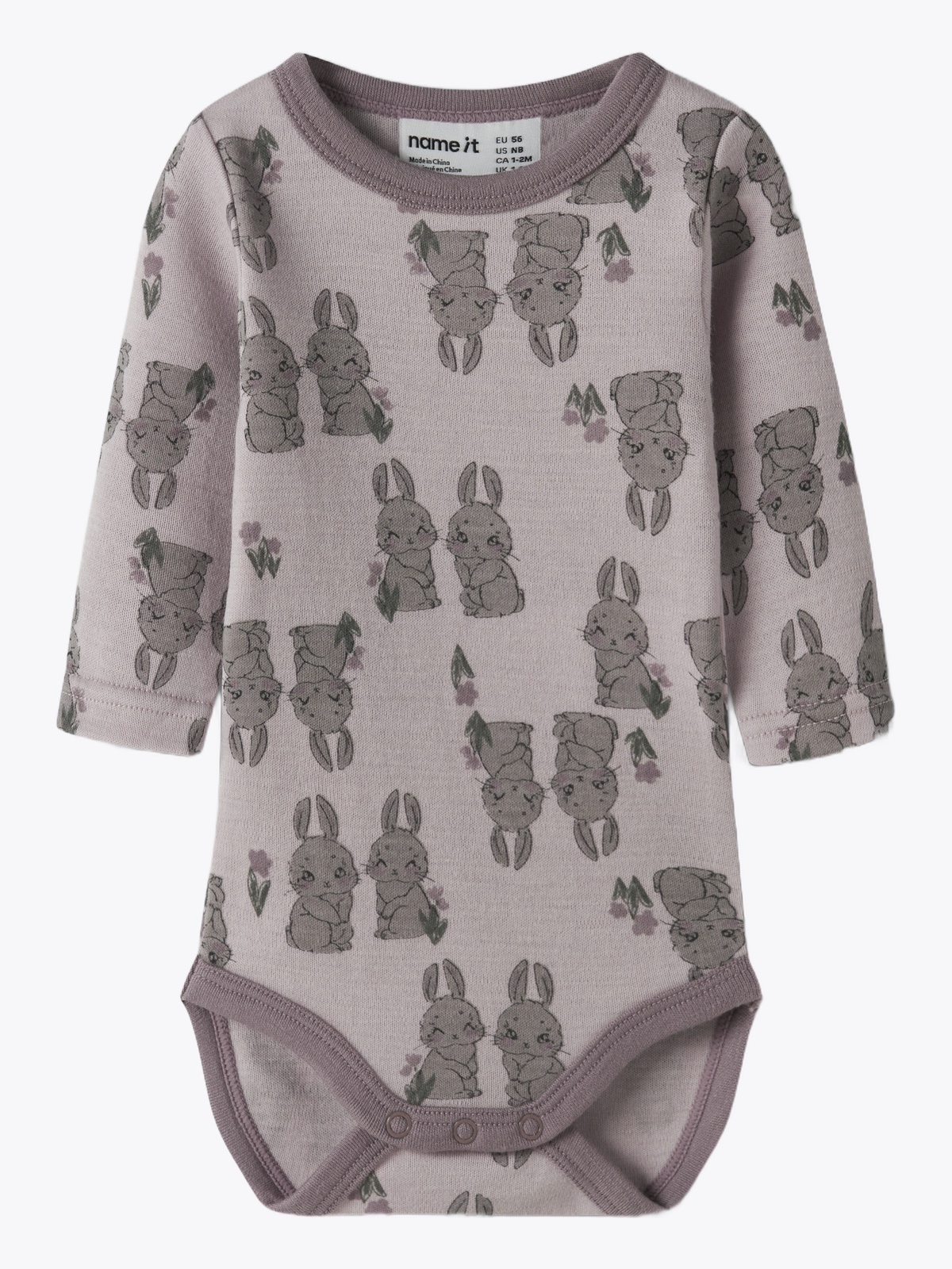 Name It Willow Wool Long Sleeve Body Violet Ice Bunnies