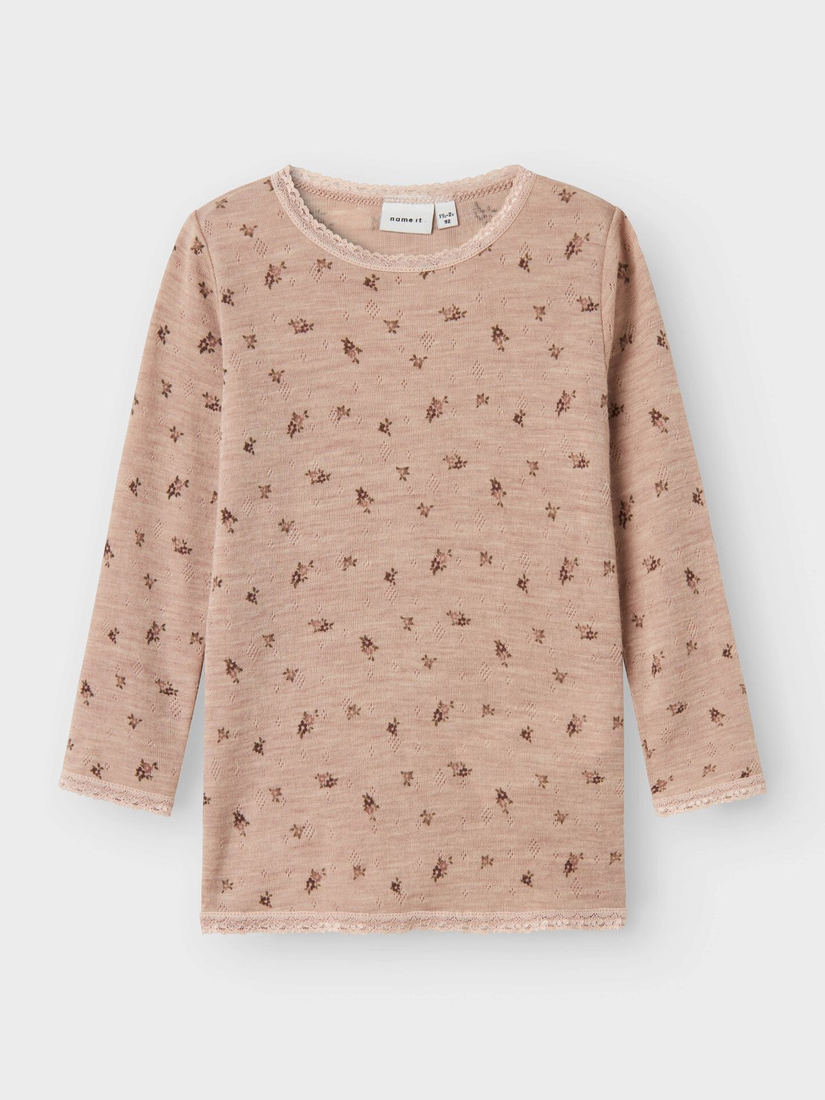 Name It Wang Wool Needle Long Sleeve Top Shadow Gray