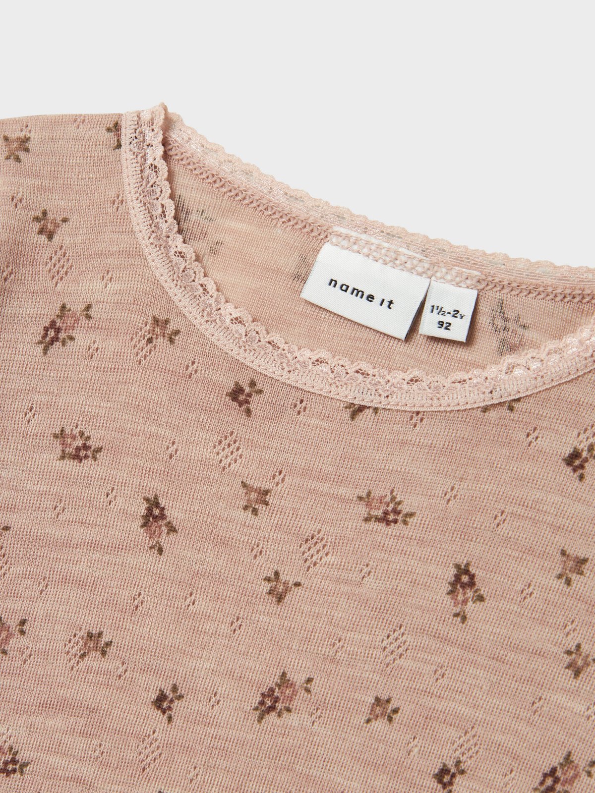 Name It Wang Wool Needle Long Sleeve Top Shadow Gray