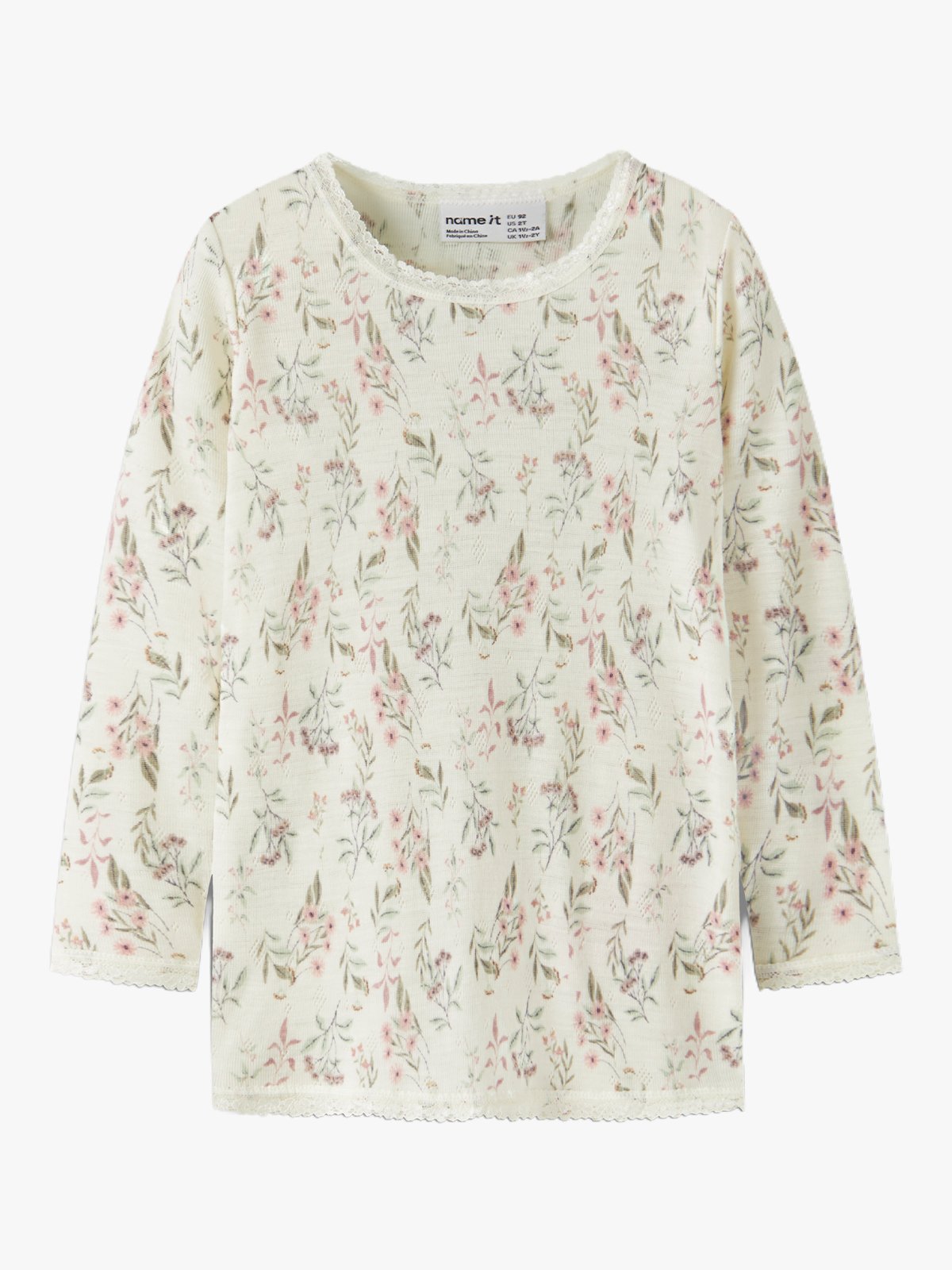 Name It Wang Wool Needle Long Sleeve Top Snow White