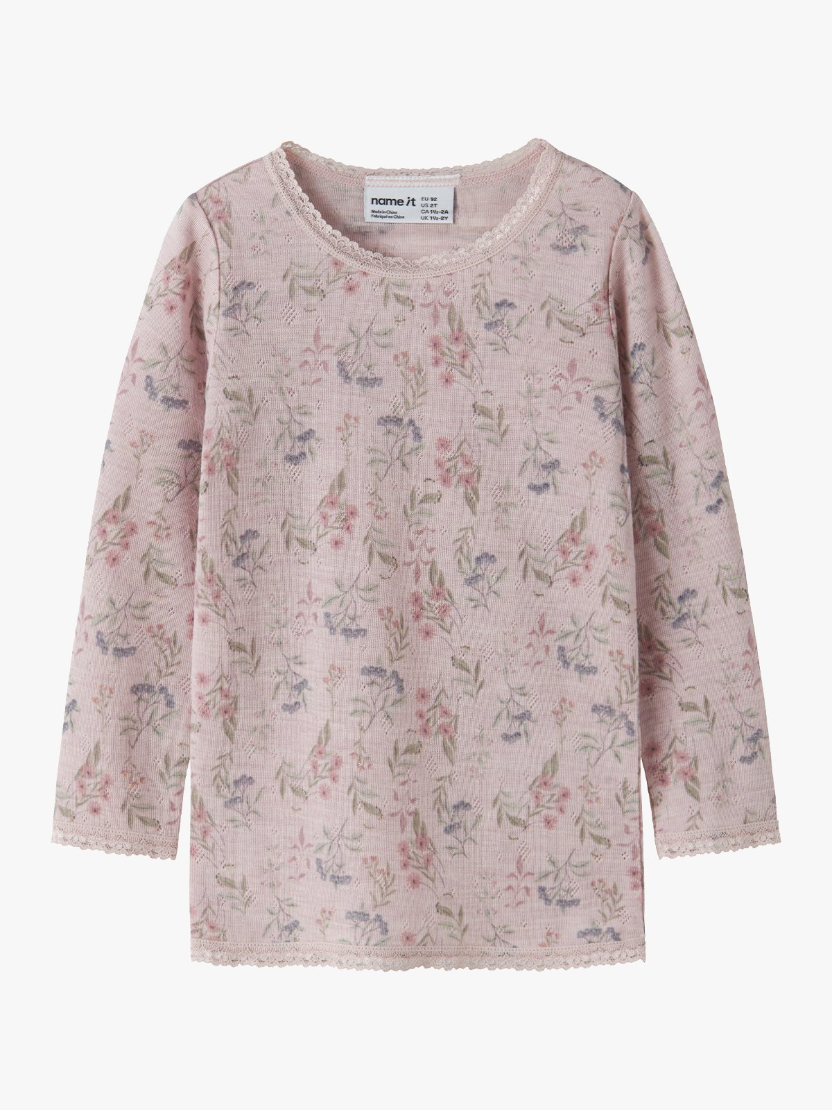 Name It Wang Wool Needle Long Sleeve Top Rosa