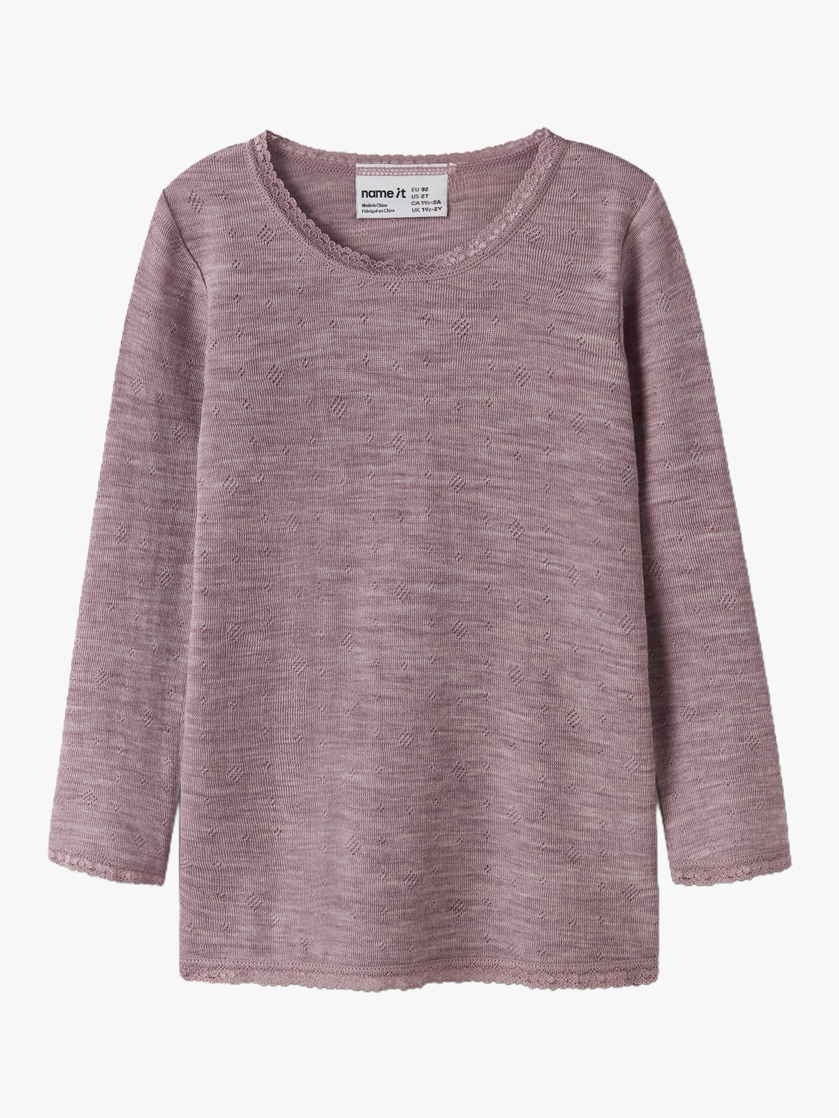 Name It Wang Wool Needle Long Sleeve Top Solid Toadstool