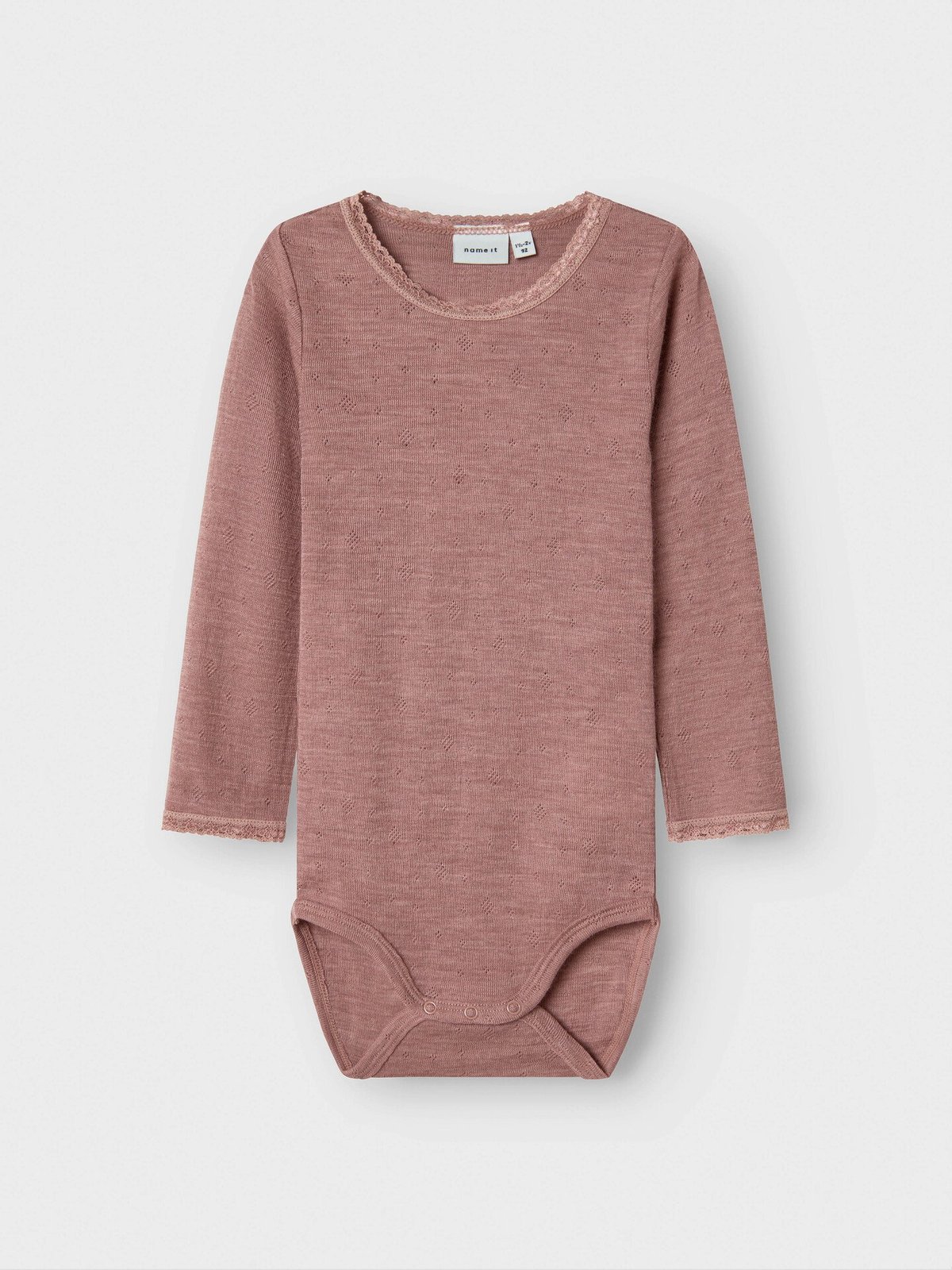 Name It Wang Wool Needle Long Sleeve Body Solid Rosa