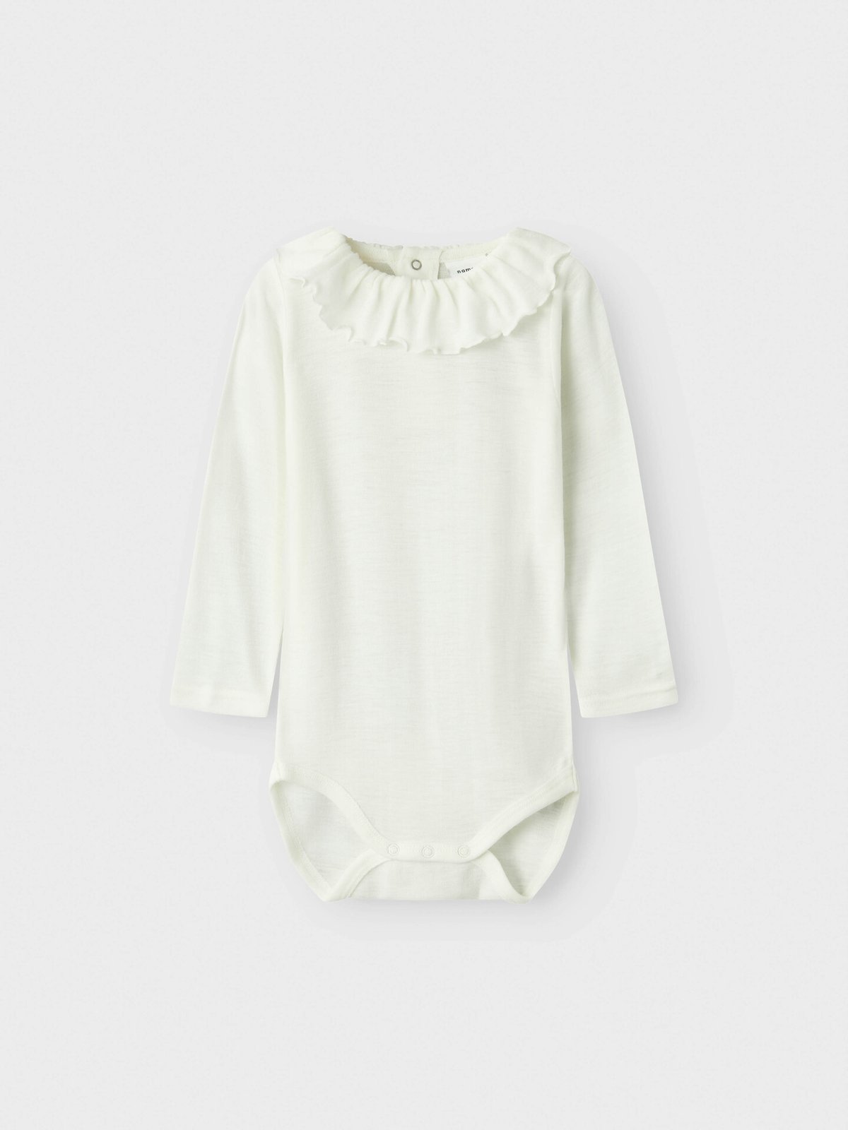 Name It Wang Wool Rib Long Sleeve Body W/Collar Snow White