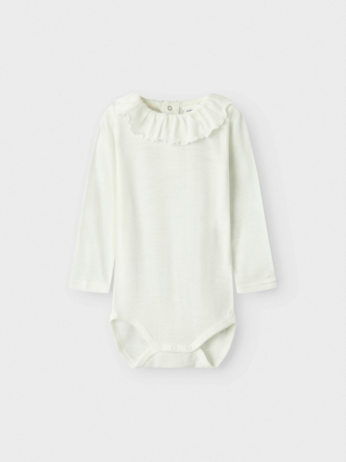 Name It Wang Wool Rib Long Sleeve Body W/Collar Snow White