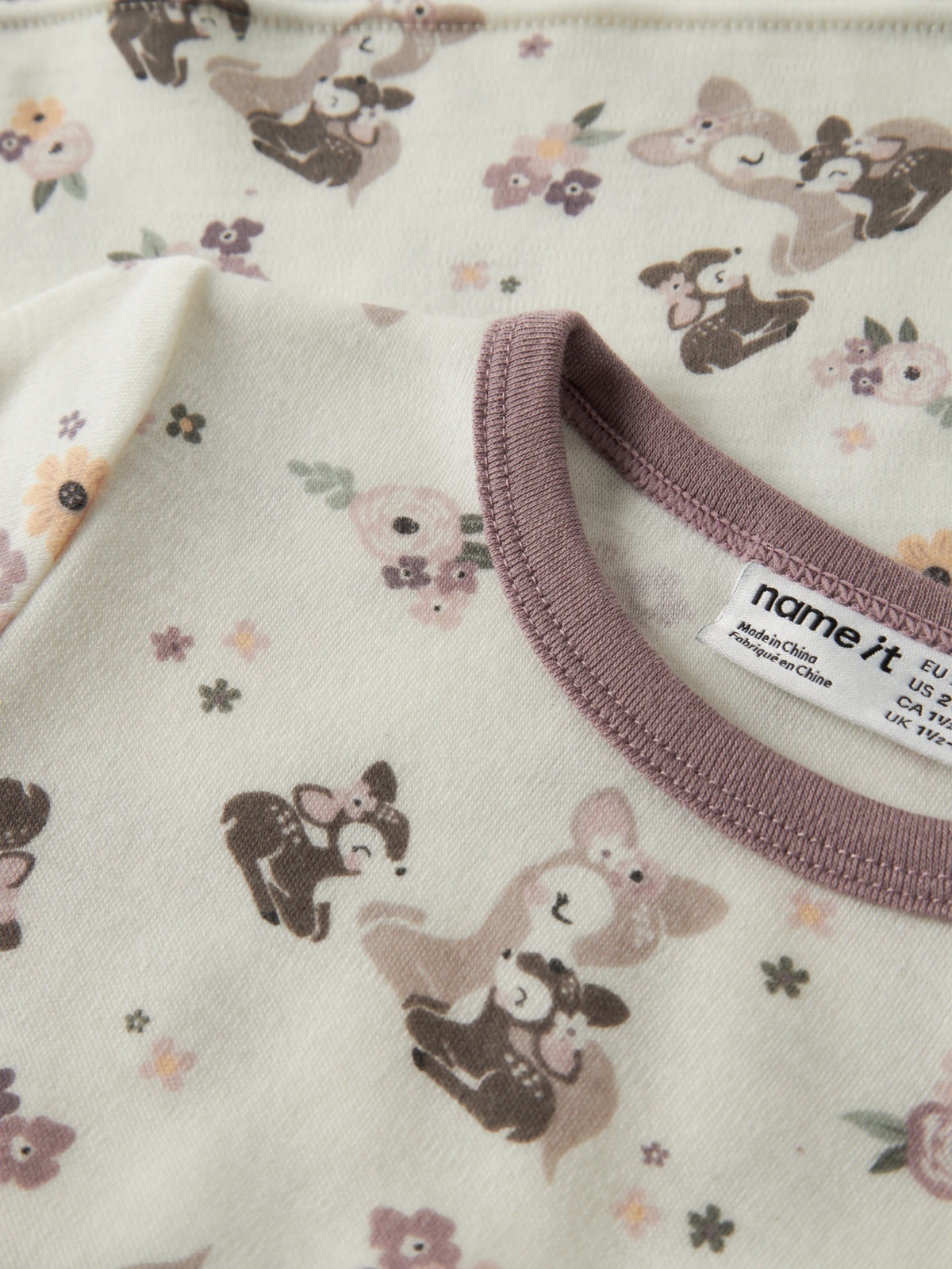 Name It Willit Wool Long Sleeve Top snow white bambi + flower