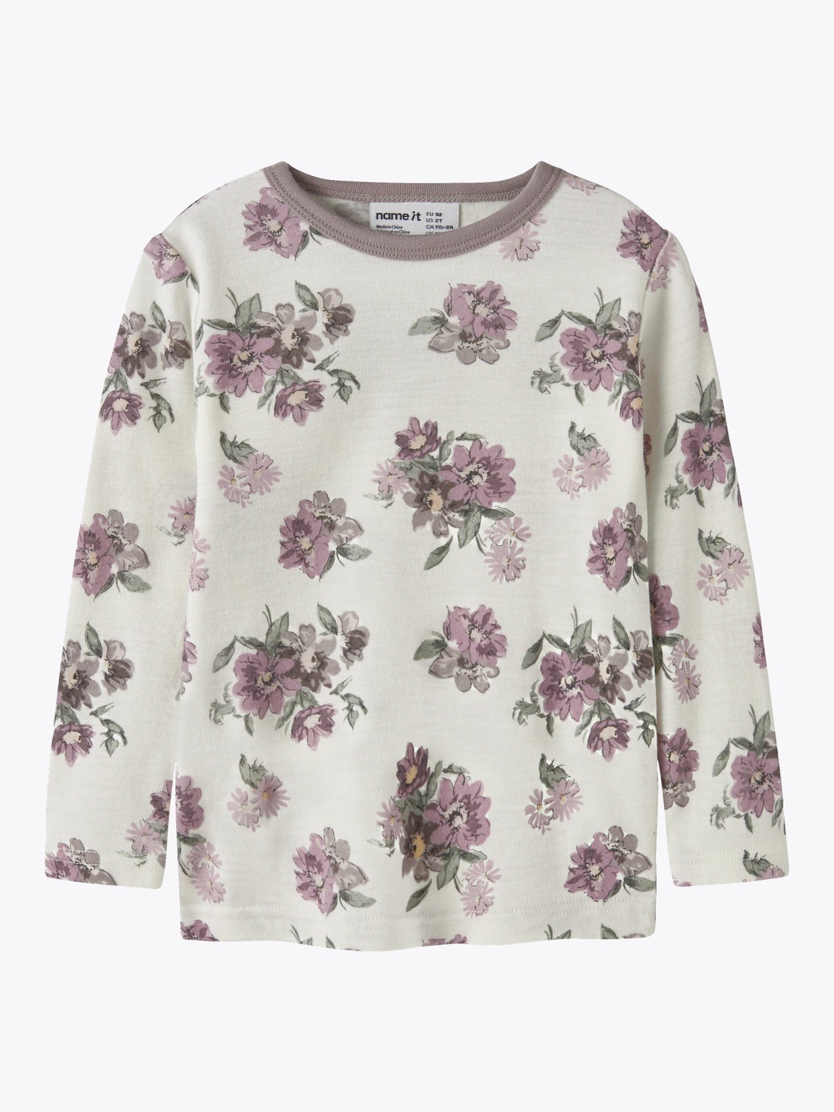 Name It Willitus Wool Long Sleeve Top snow white flower bouquet