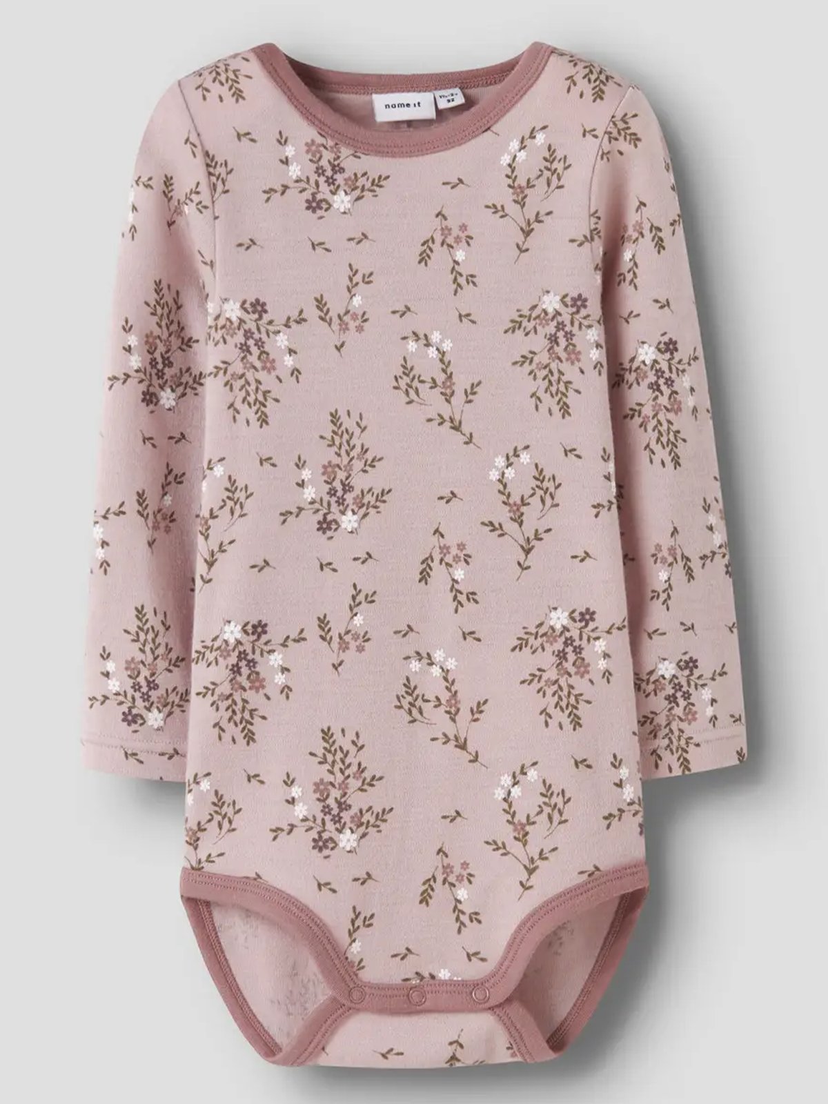 Name It Willow Wool Long Sleeve Body Shadow Gray Long flowers