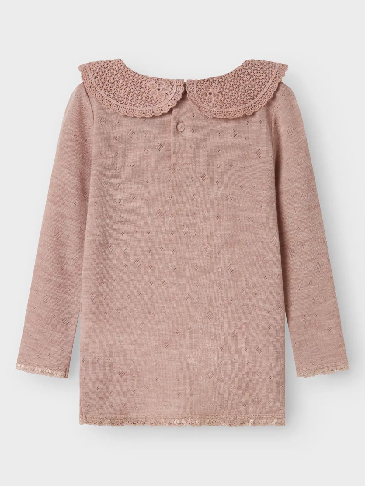 Name It Wang Wool Needle Long Sleeve Top With Collar Shadow Gray