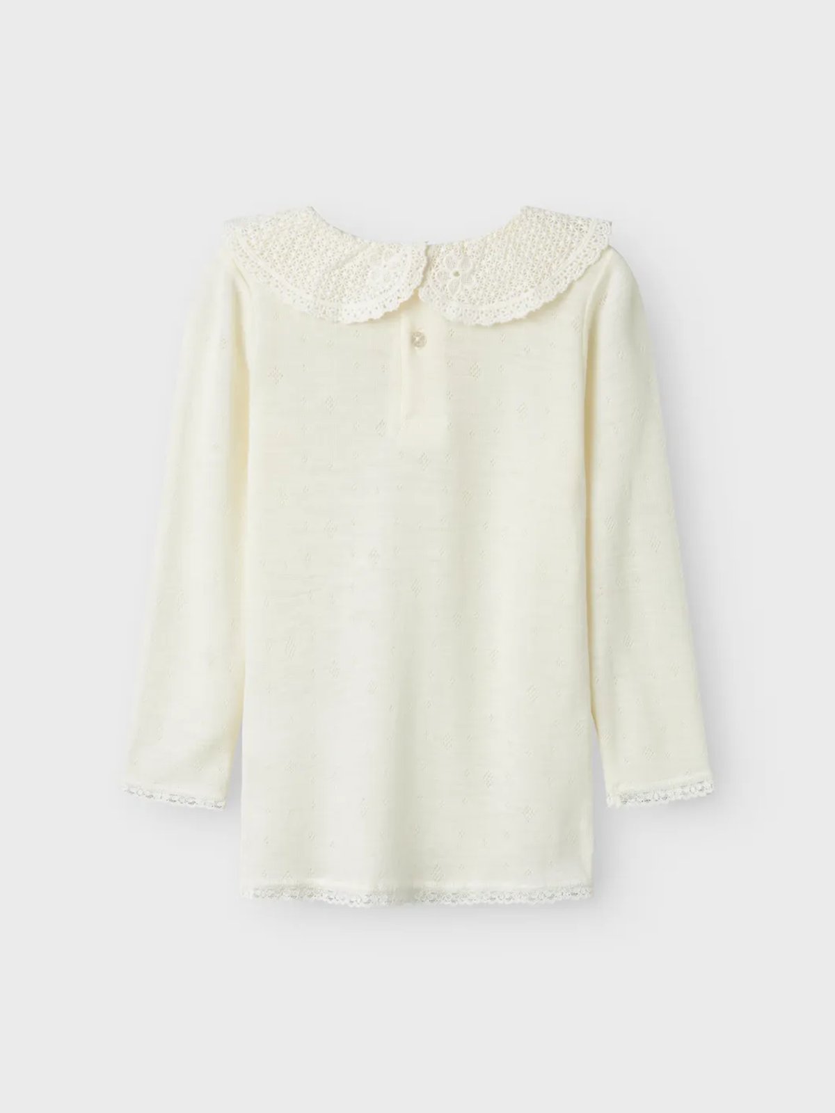 Name It Wang Wool Needle Long Sleeve Top With Collar Snow White