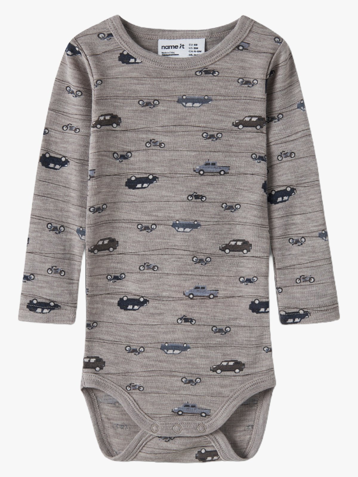 Name It Wang Wool Rib Long Sleeve Body All Over Print Satellite