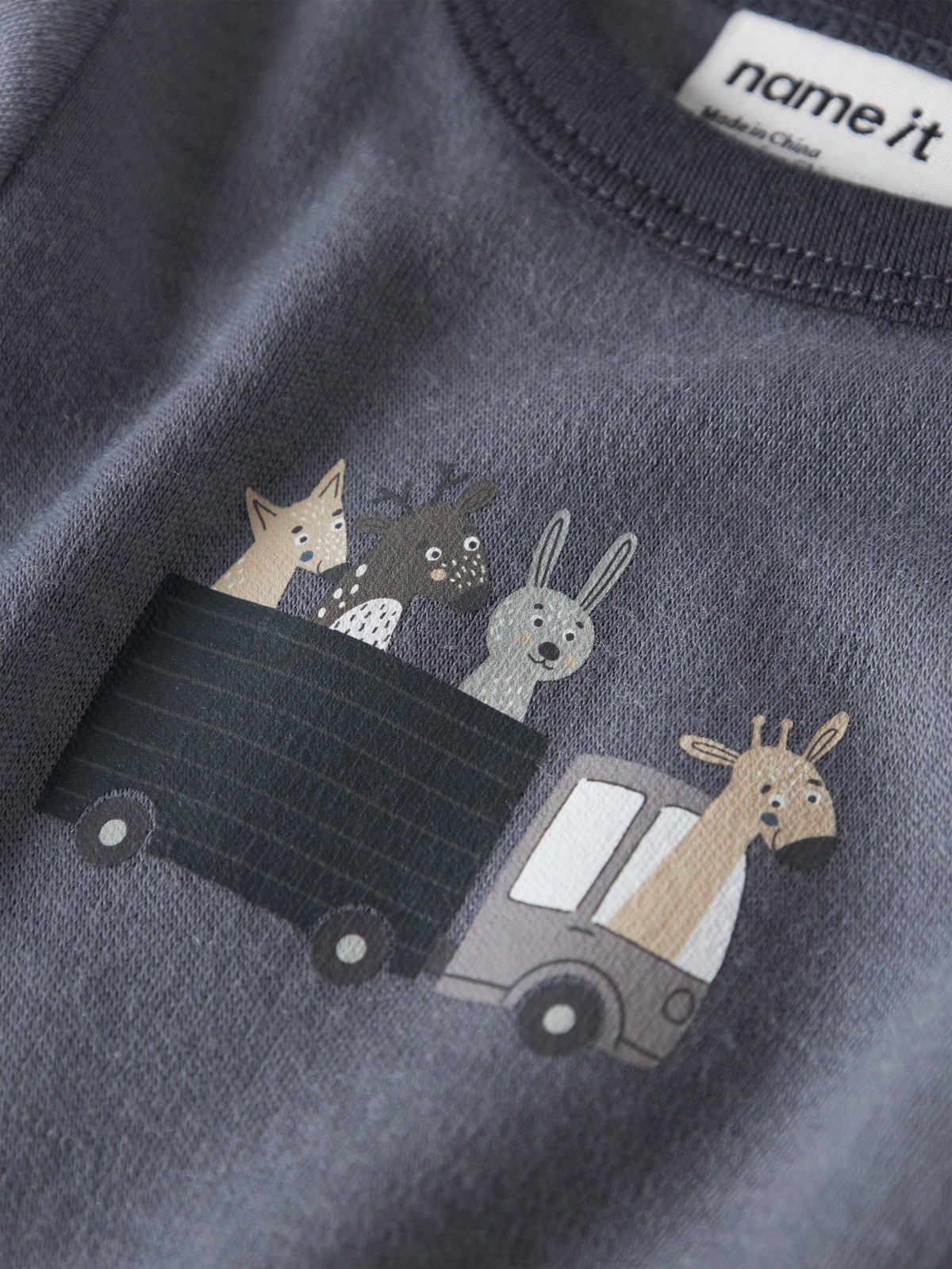 Name It Willit Wool Long Sleeve Body Folkstone Gray ANIMALS AT WORK