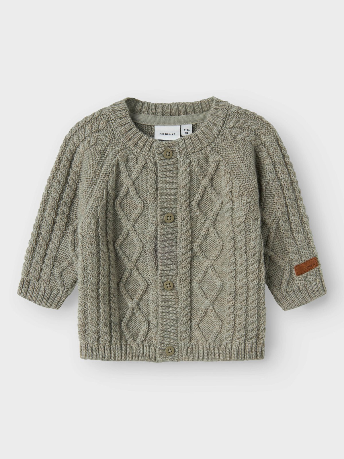 Name It Wrilla Wool Long Sleeve Knit Cardigan Dried Sage