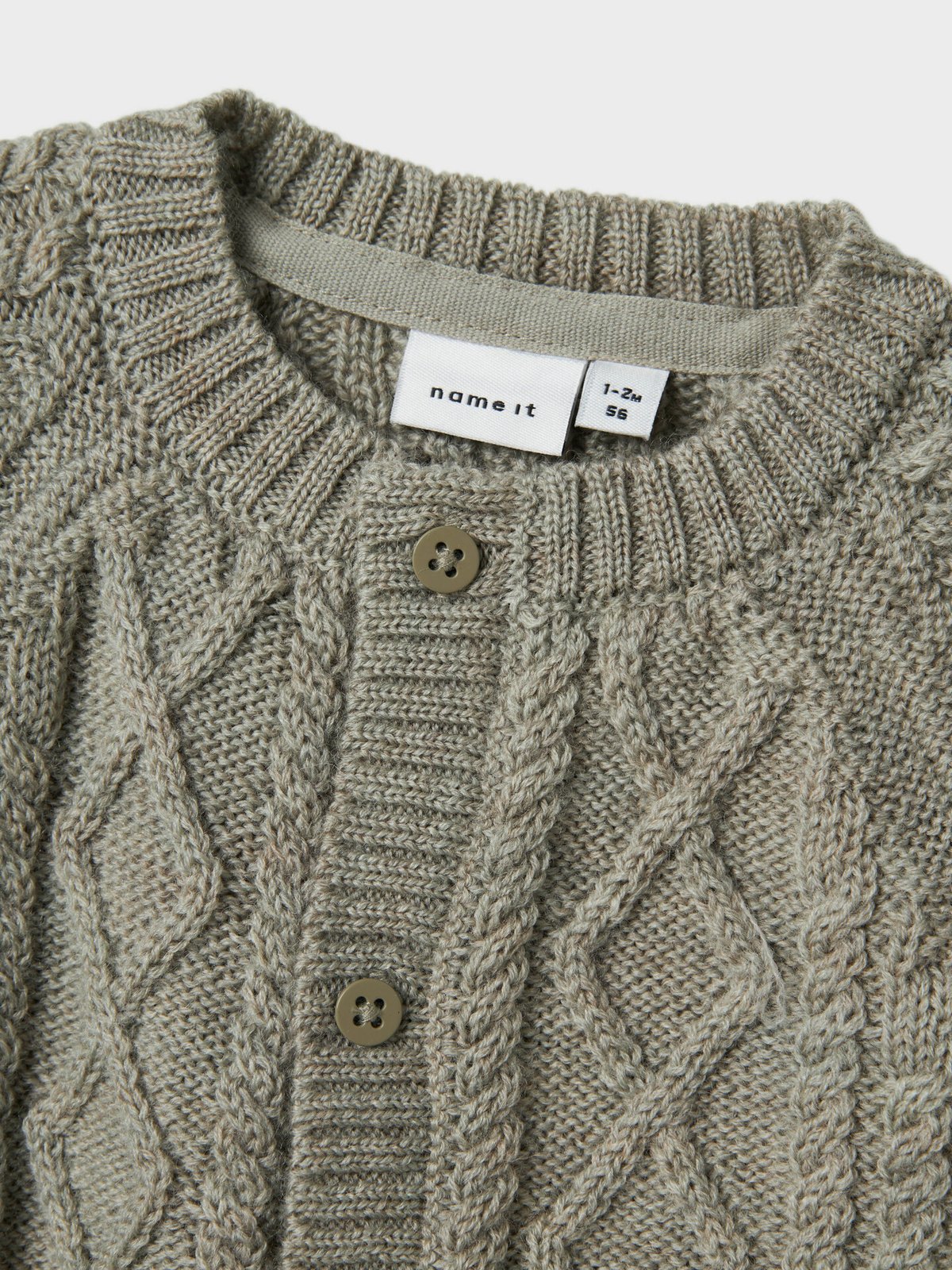 Name It Wrilla Wool Long Sleeve Knit Cardigan Dried Sage