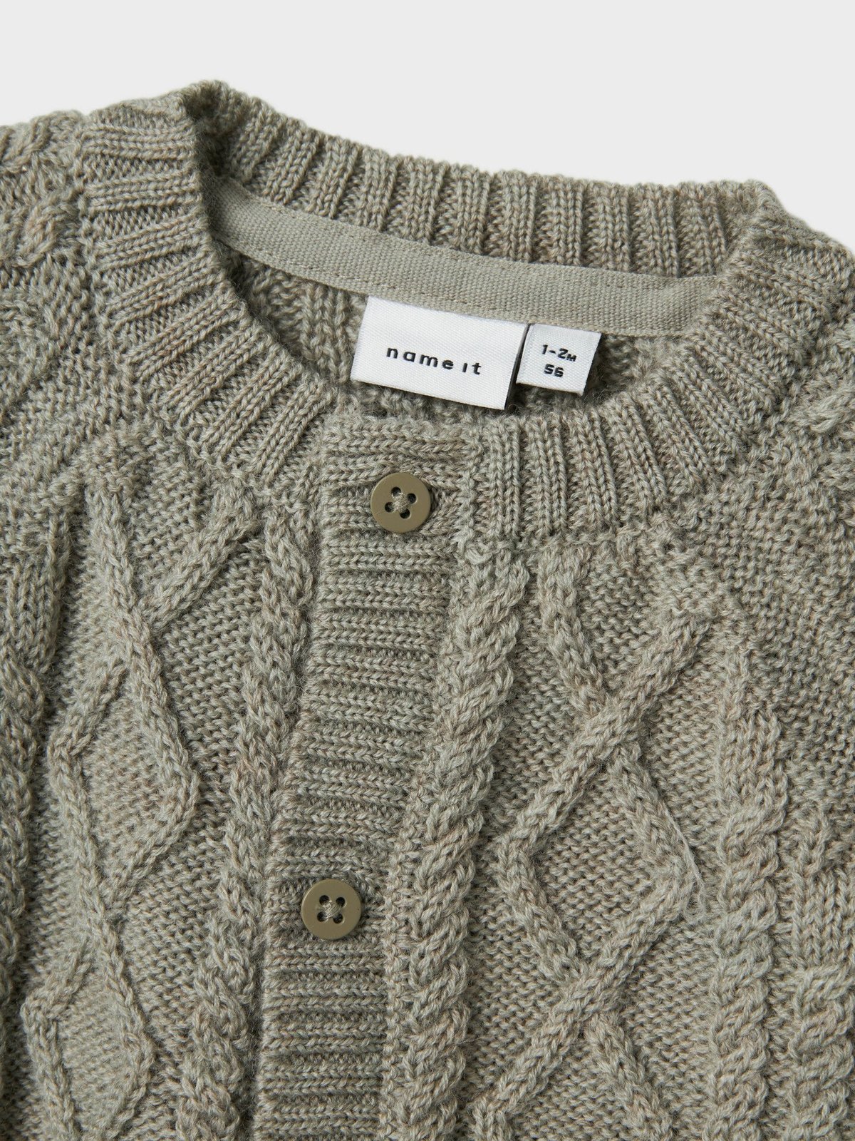 Name It Wrilla Wool Long Sleeve Knit Cardigan Dried Sage